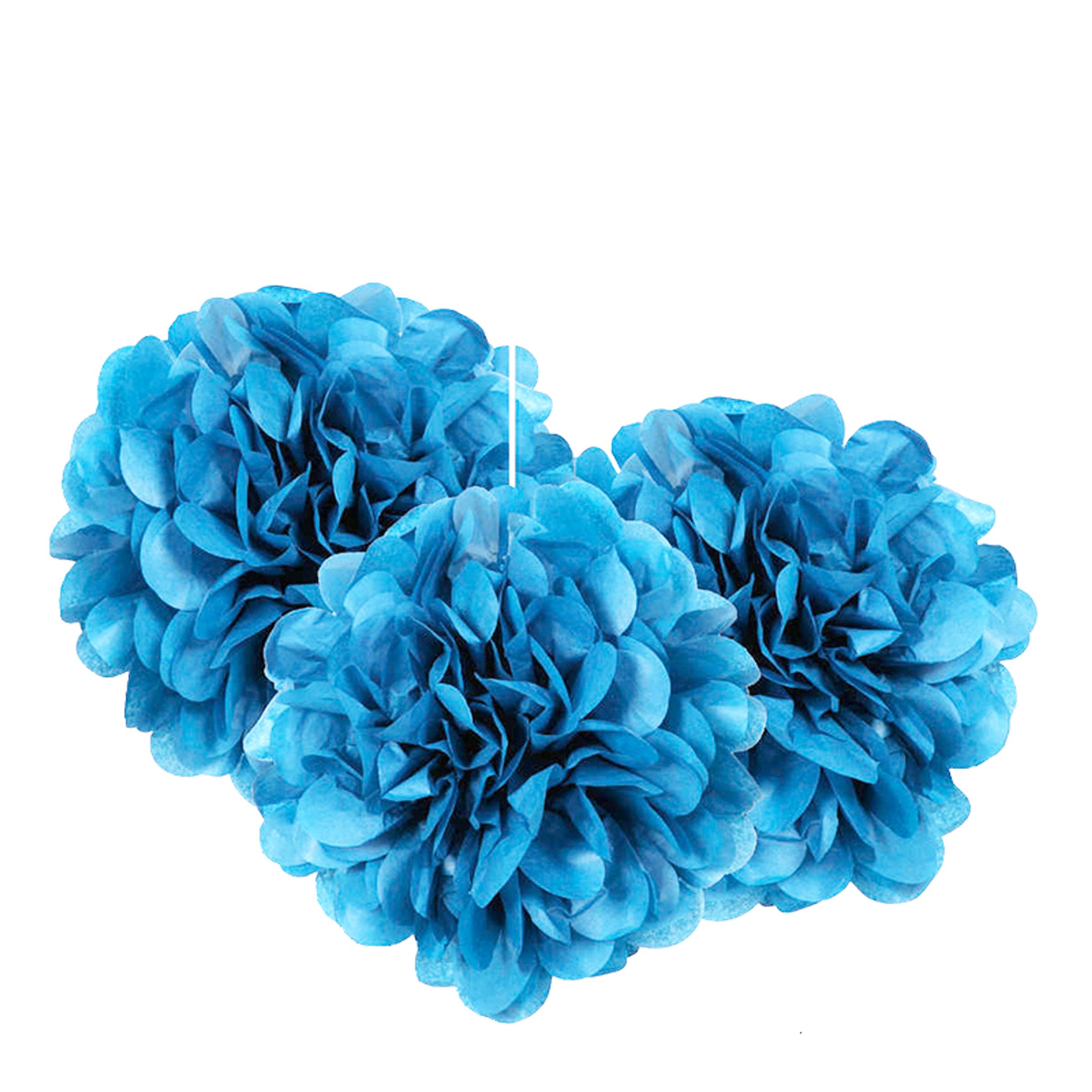 Läs mer om Pom Pom Mini Ljusblå Hängande Dekoration - 3-pack