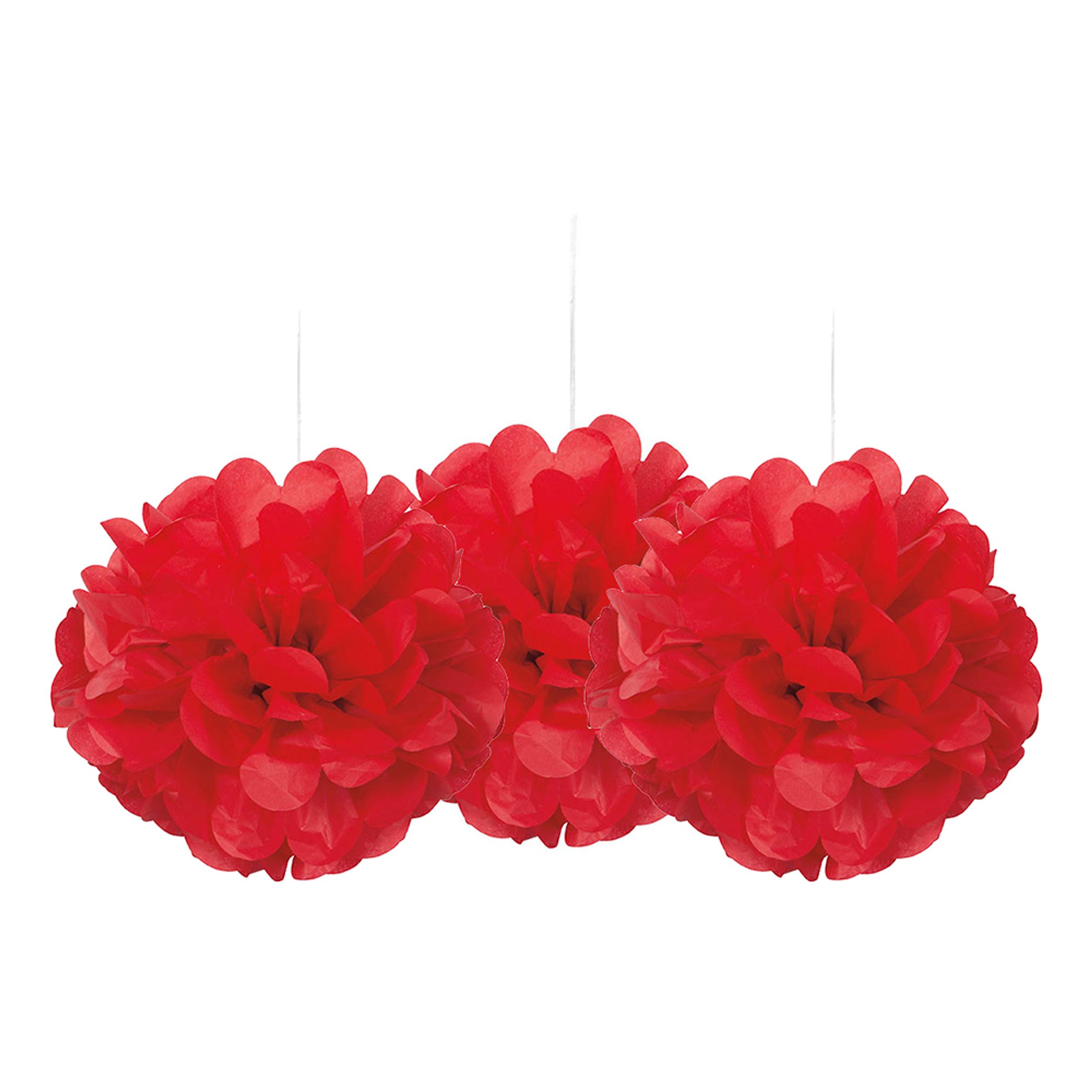 Läs mer om Pom Pom Mini Röda Hängande Dekoration - 3-pack