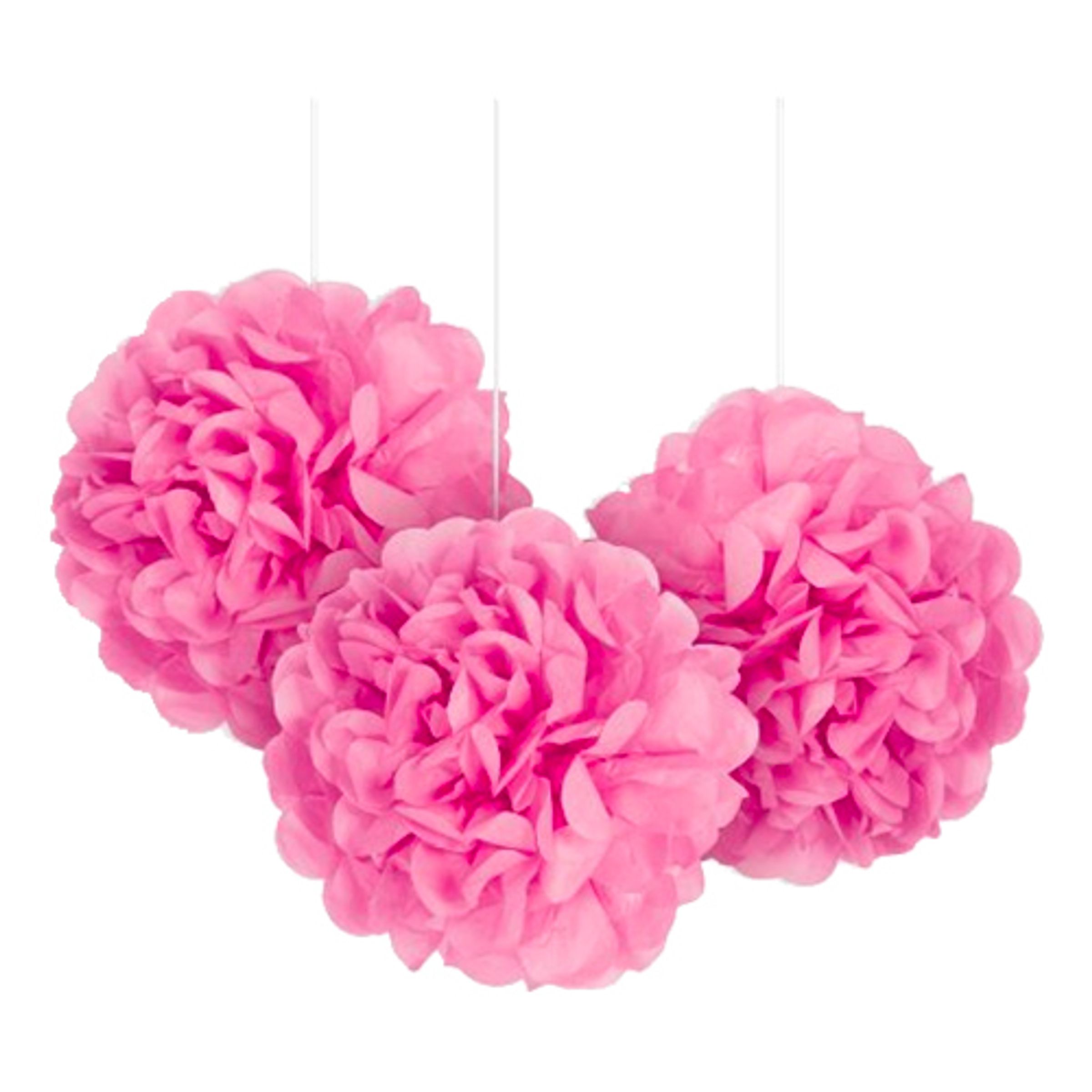 Läs mer om Pom Pom Mini Rosa Hängande Dekoration - 3-pack