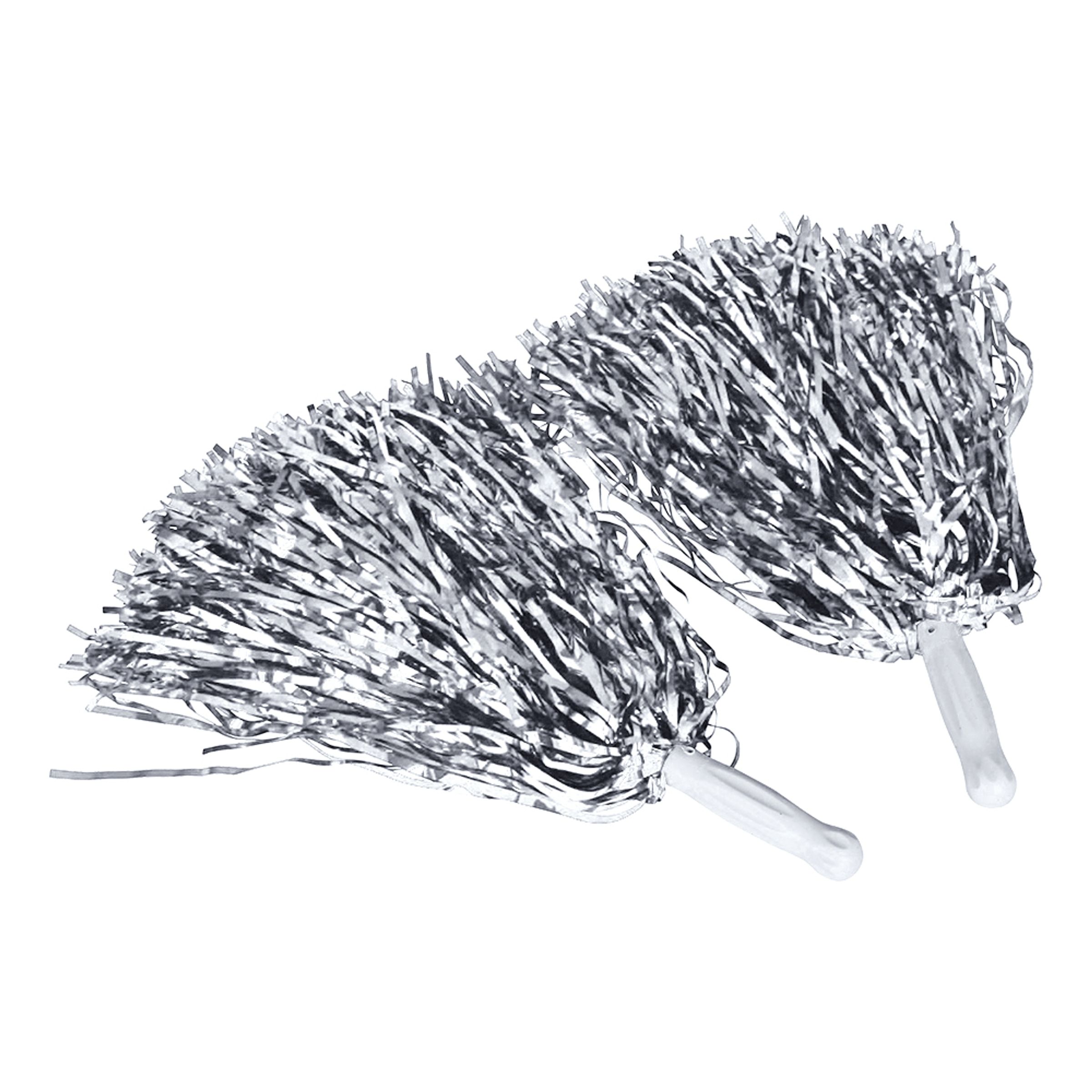 Pom Poms Silver Metallic - 2-pack | Tillbehör//Hem//Maskerad//Maskeradaccessoarer | PartyOutlet