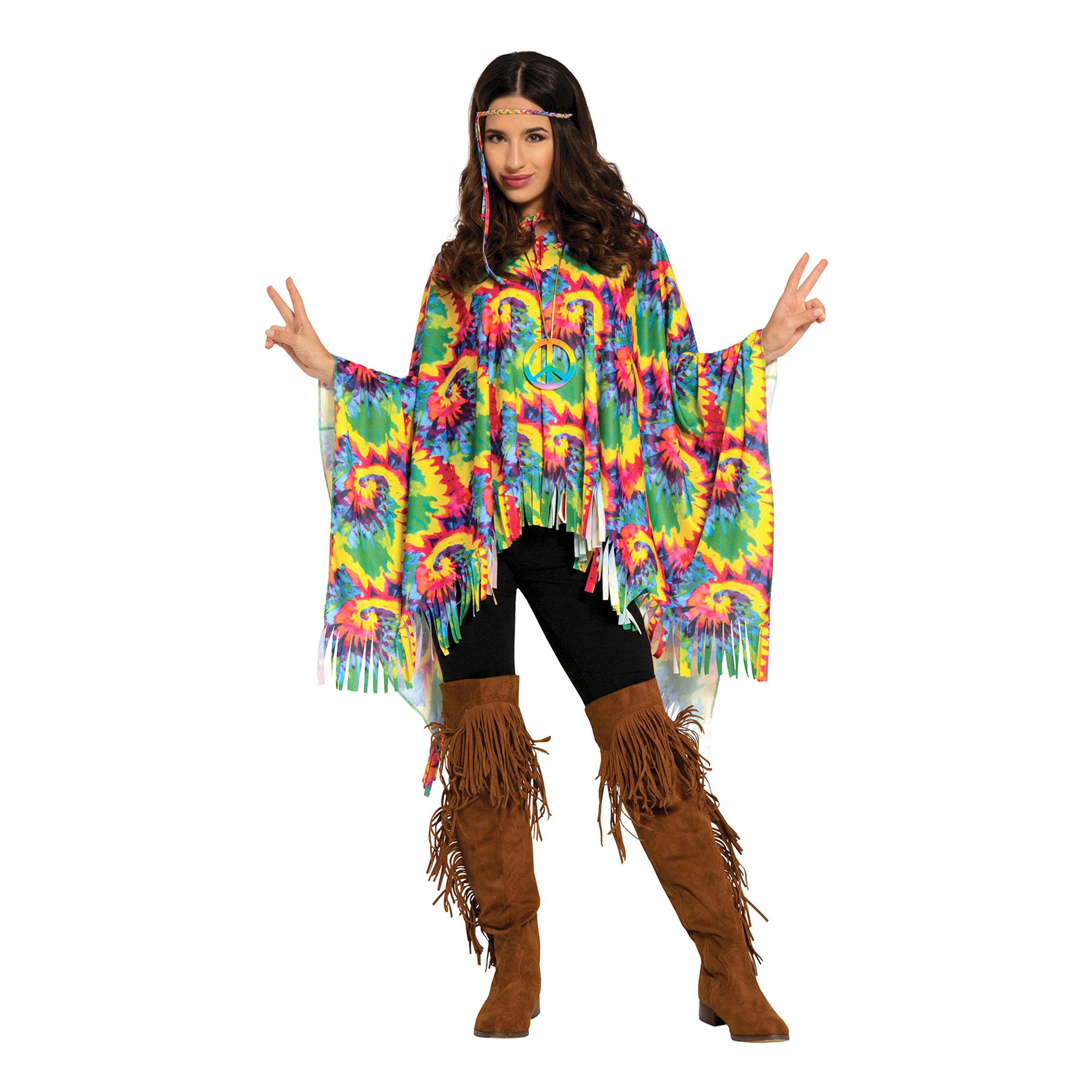 Poncho Tie-Dye Hippie - Large | Hem - Maskerad - Maskeraddräkter - 60-Tals Kläder | Pryloteket