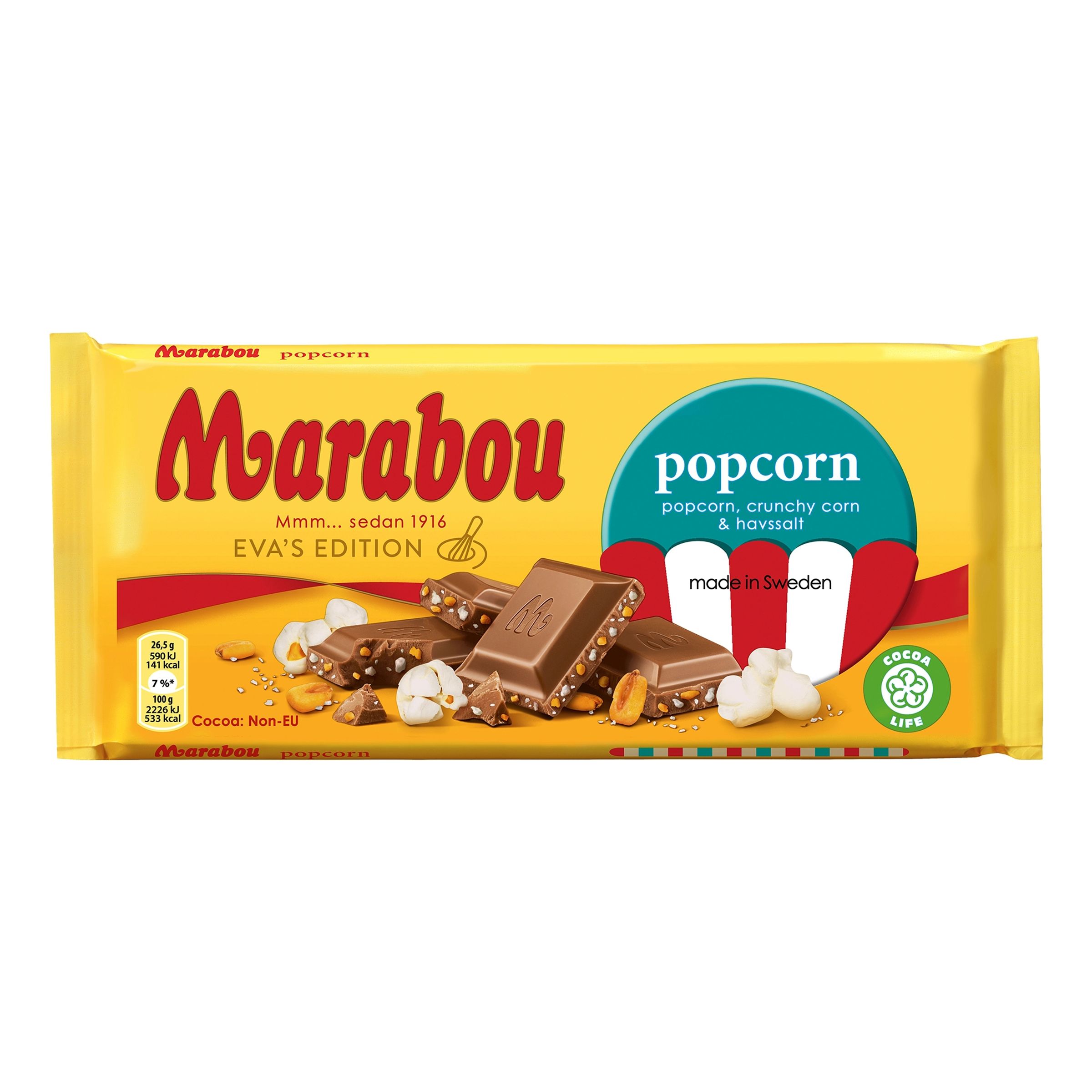 Marabou Popcorn Chokladkaka - 185 gram