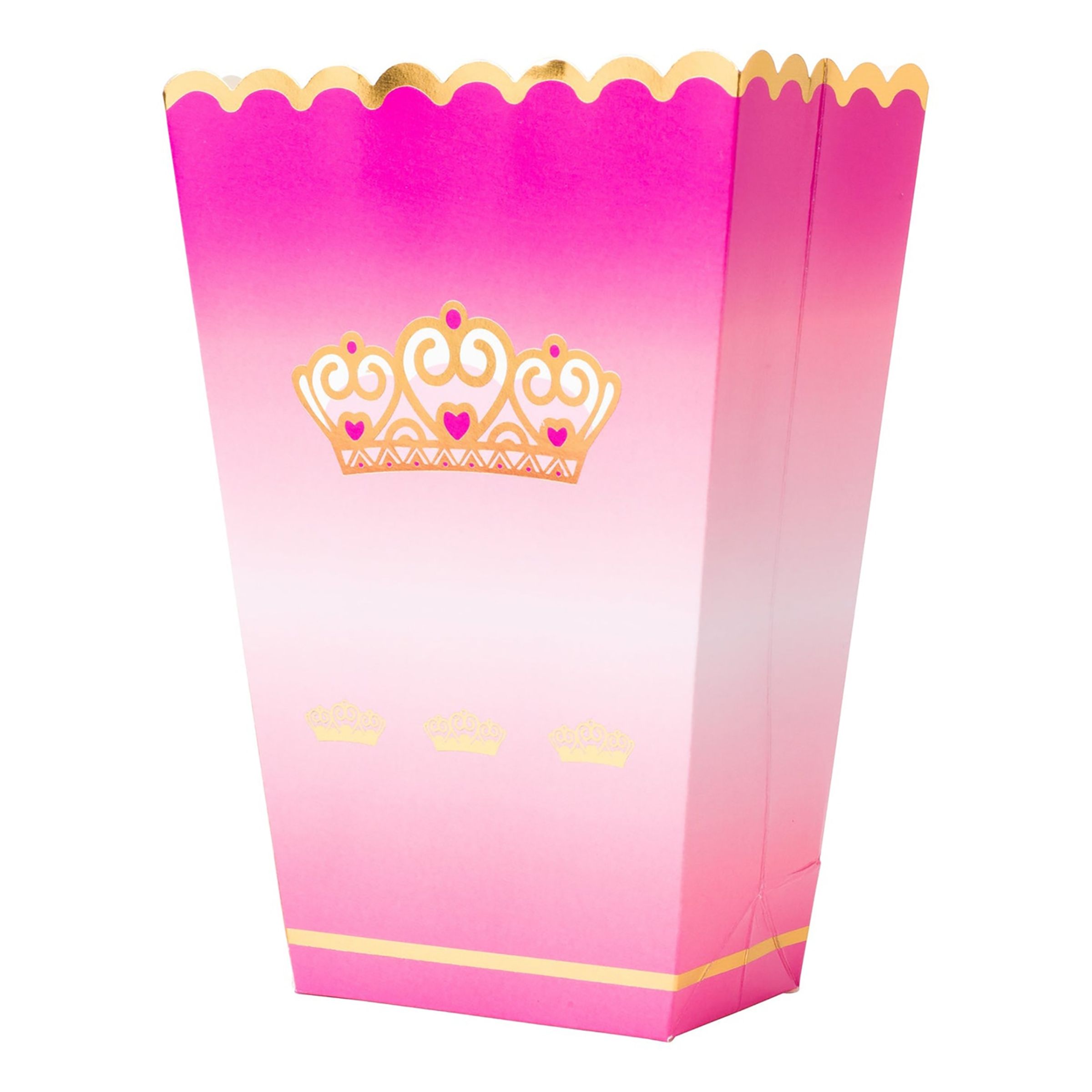 Läs mer om Popcornbägare Prinsesskrona Rosa - 8-pack
