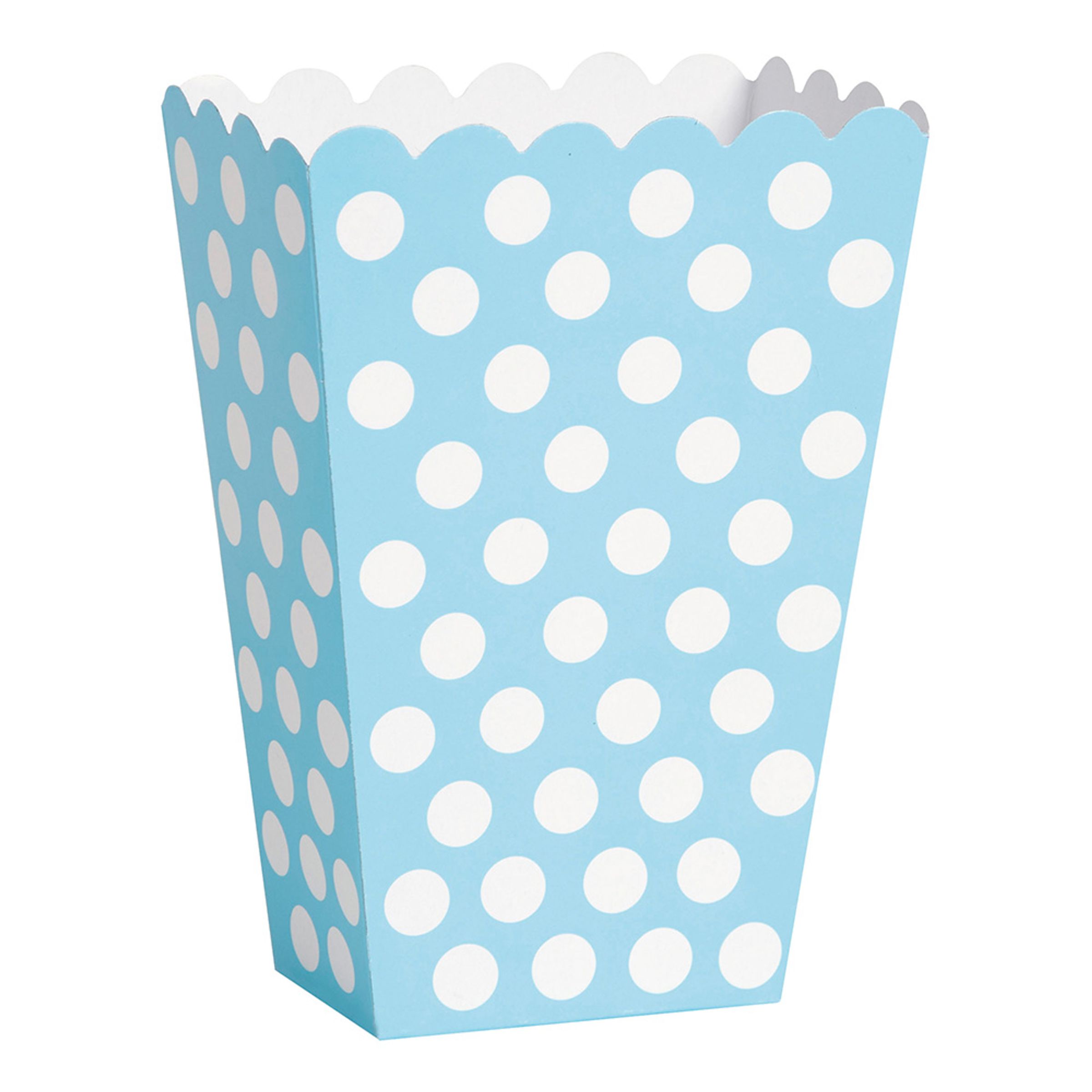 Läs mer om Popcornbägare Ljusblå Prickiga - 8-pack