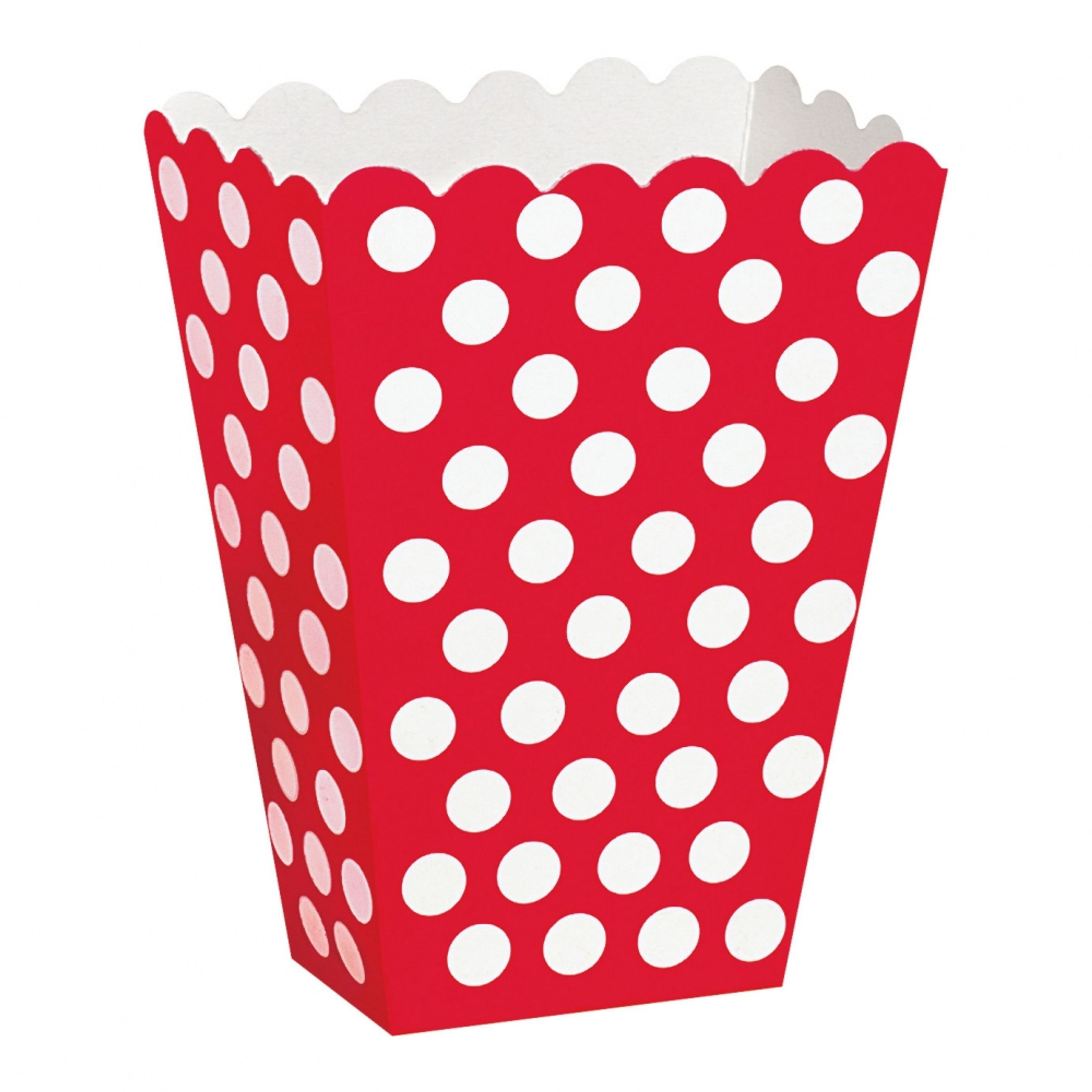 Läs mer om Popcornbägare Röd Prickiga - 8-pack