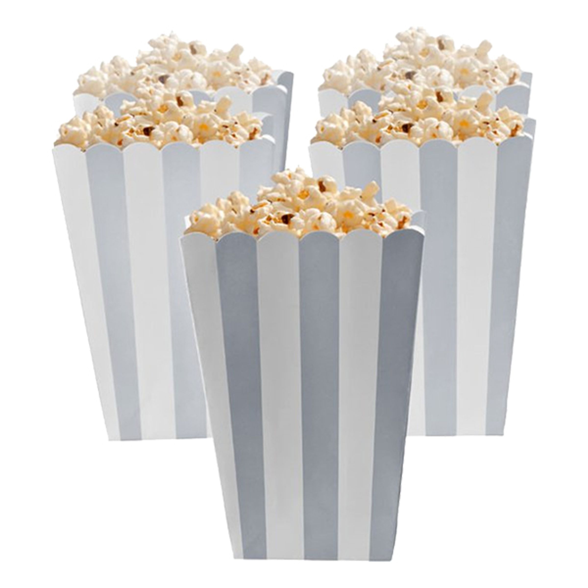 Läs mer om Popcornbägare Silver Randiga - 5-pack
