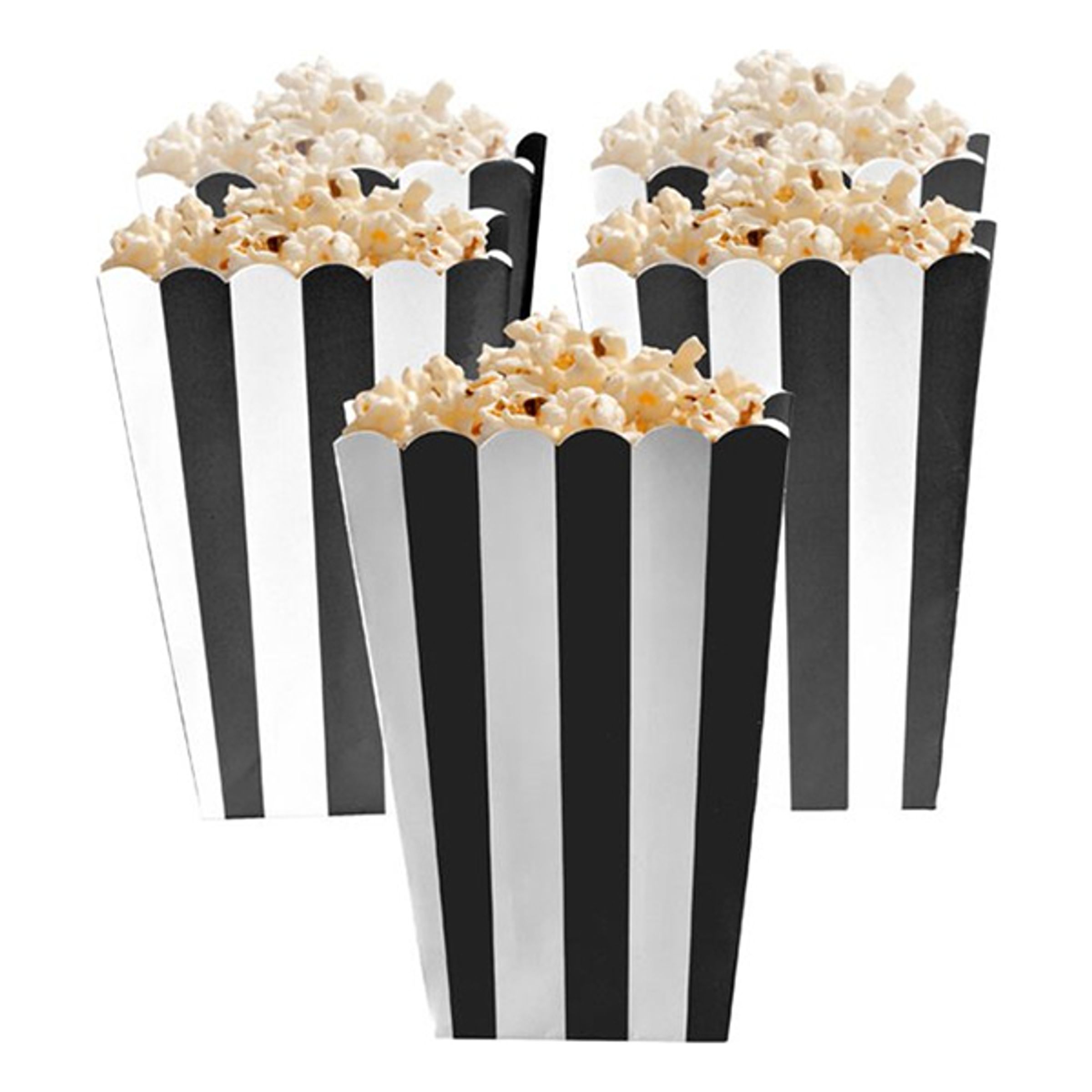 Läs mer om Popcornbägare Svarta Randiga - 5-pack