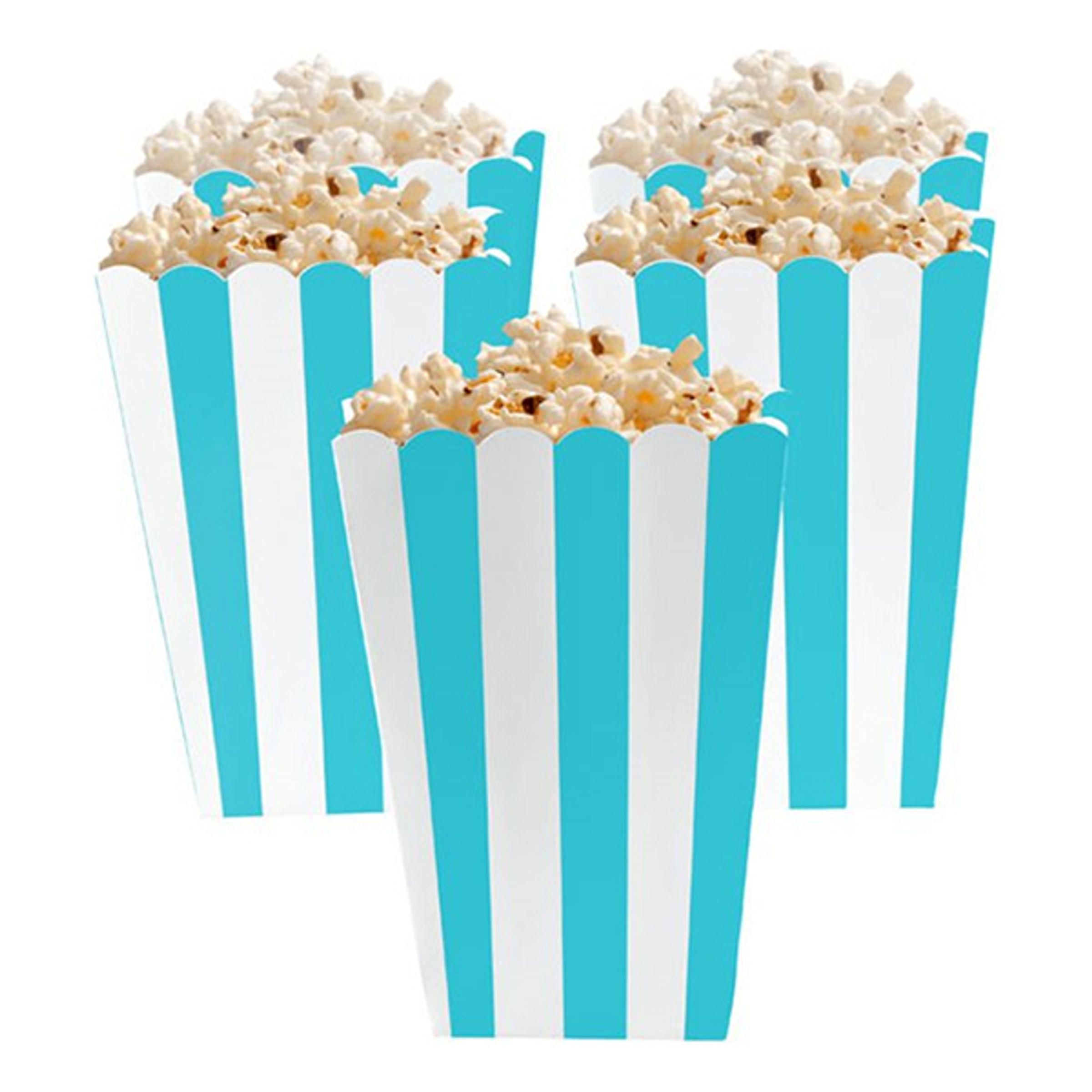 Läs mer om Popcornbägare Turkos Randiga - 5-pack
