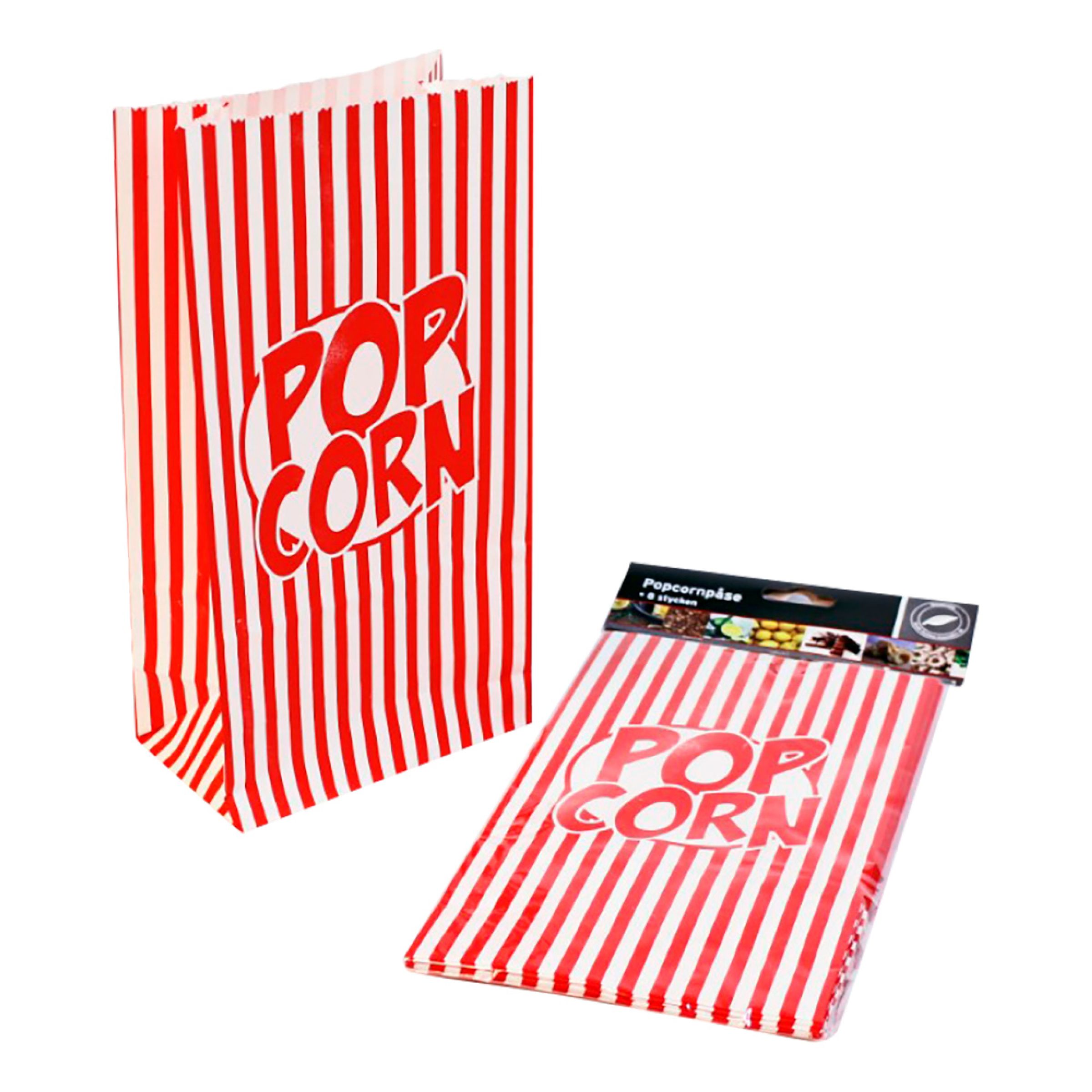Popcornpåsar Röd/Vit - 8-pack | Hem - Festartiklar - Kalastillbehör - Popcornbägare | Pryloteket