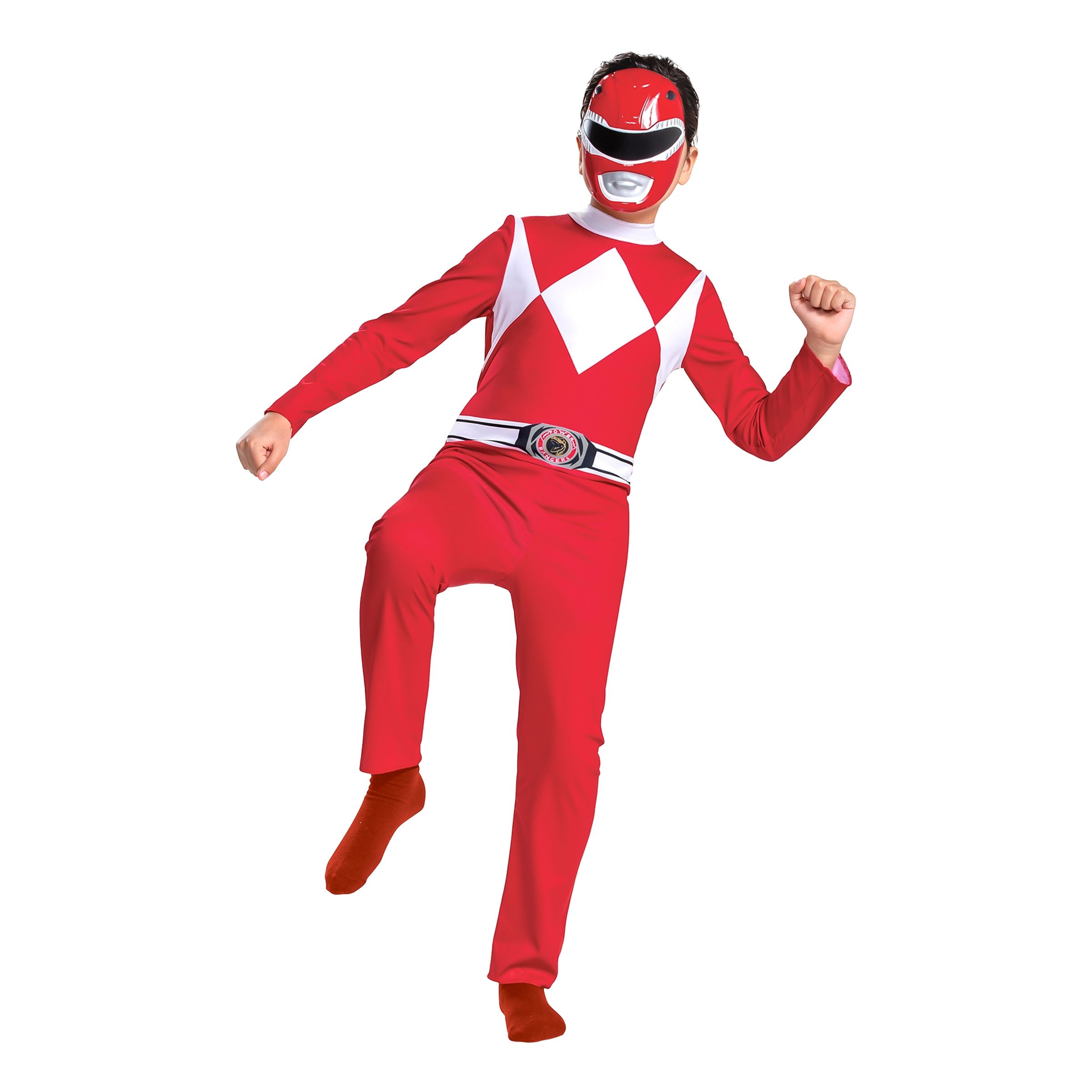 Läs mer om Power Ranger Röd Budget Barn Maskeraddräkt - Medium