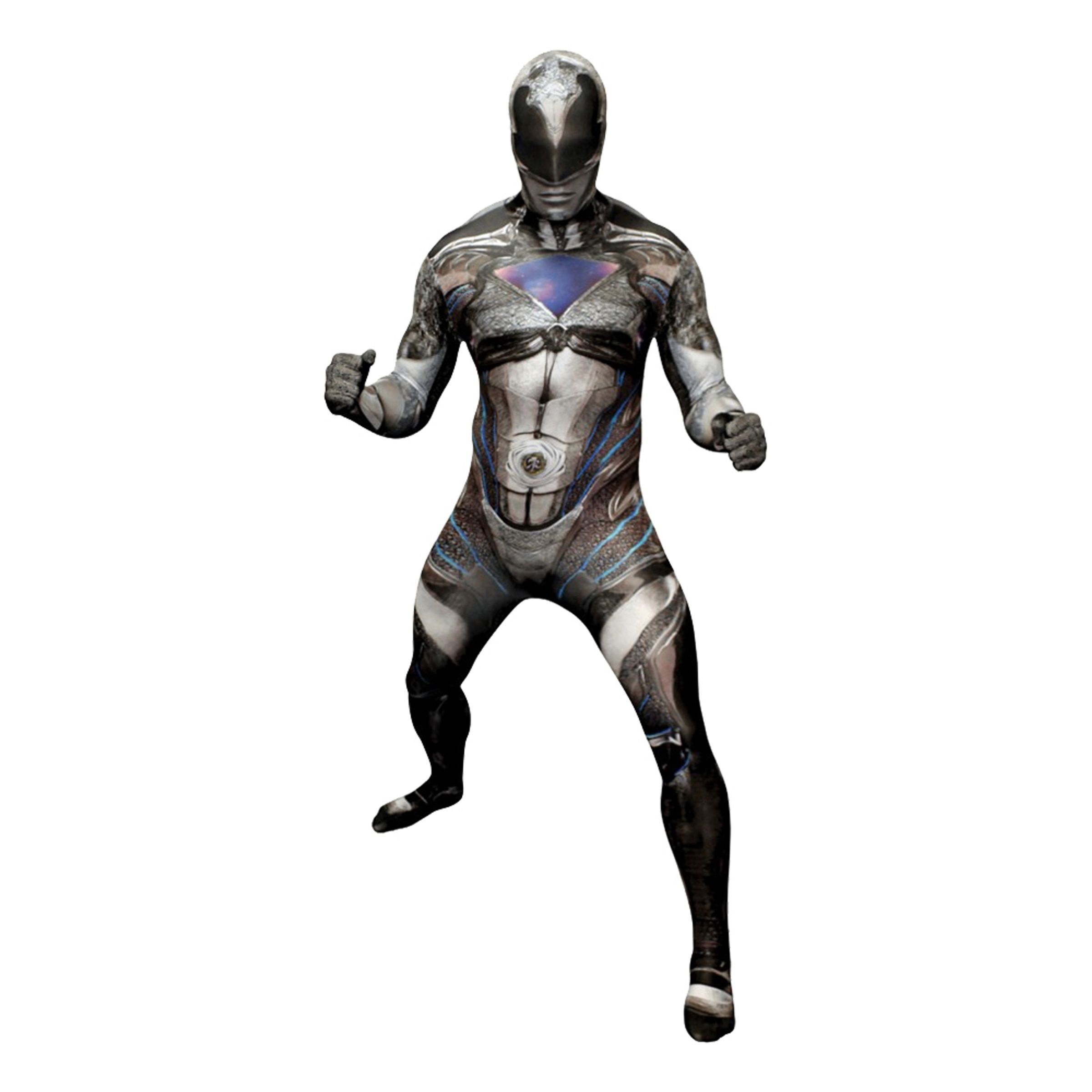 Power Ranger Svart Deluxe Morphsuit Maskeraddräkt - XX-Large