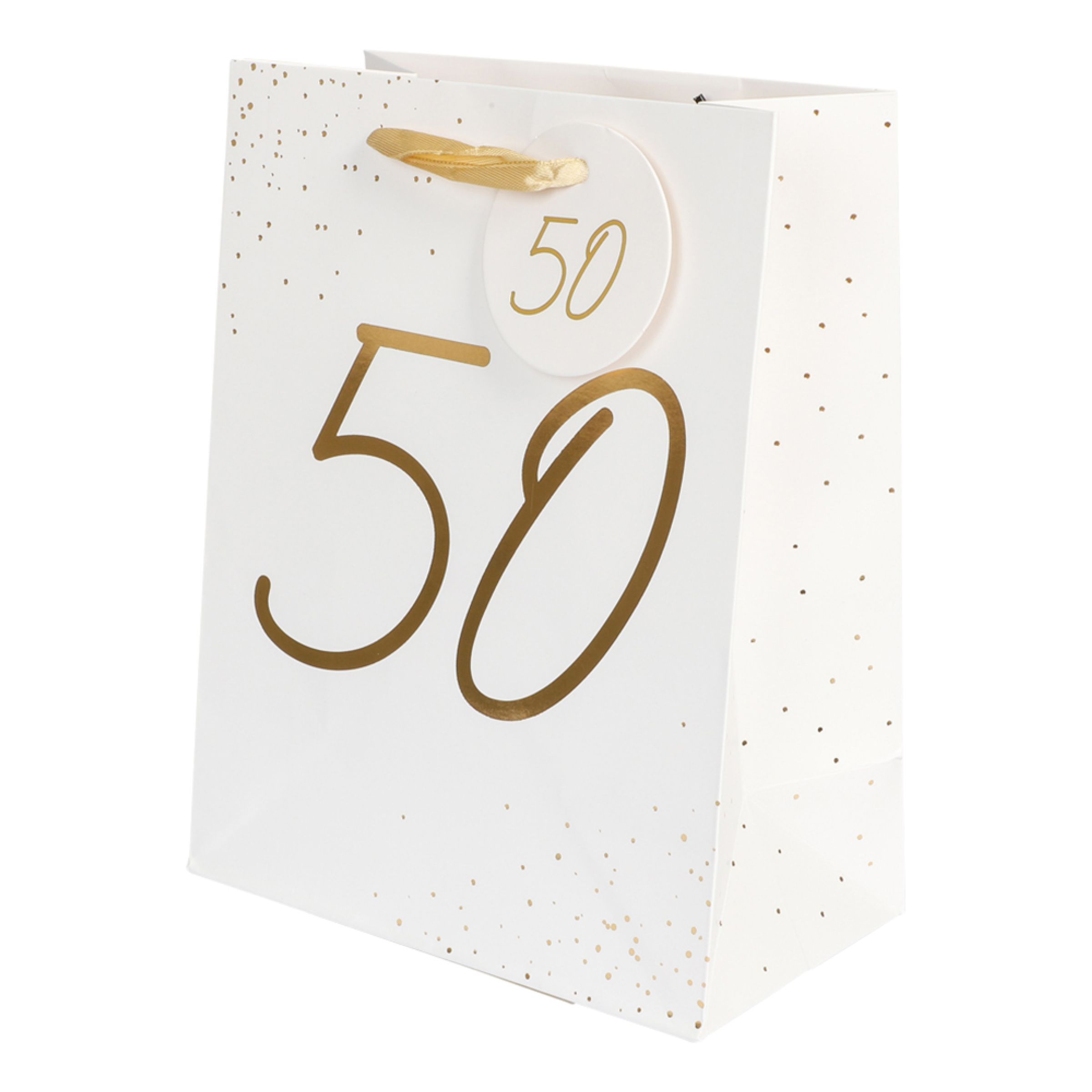 Presentpåse 50 Guld | Hem - Festartiklar - Presentinslagning - Presentpåsar | Pryloteket
