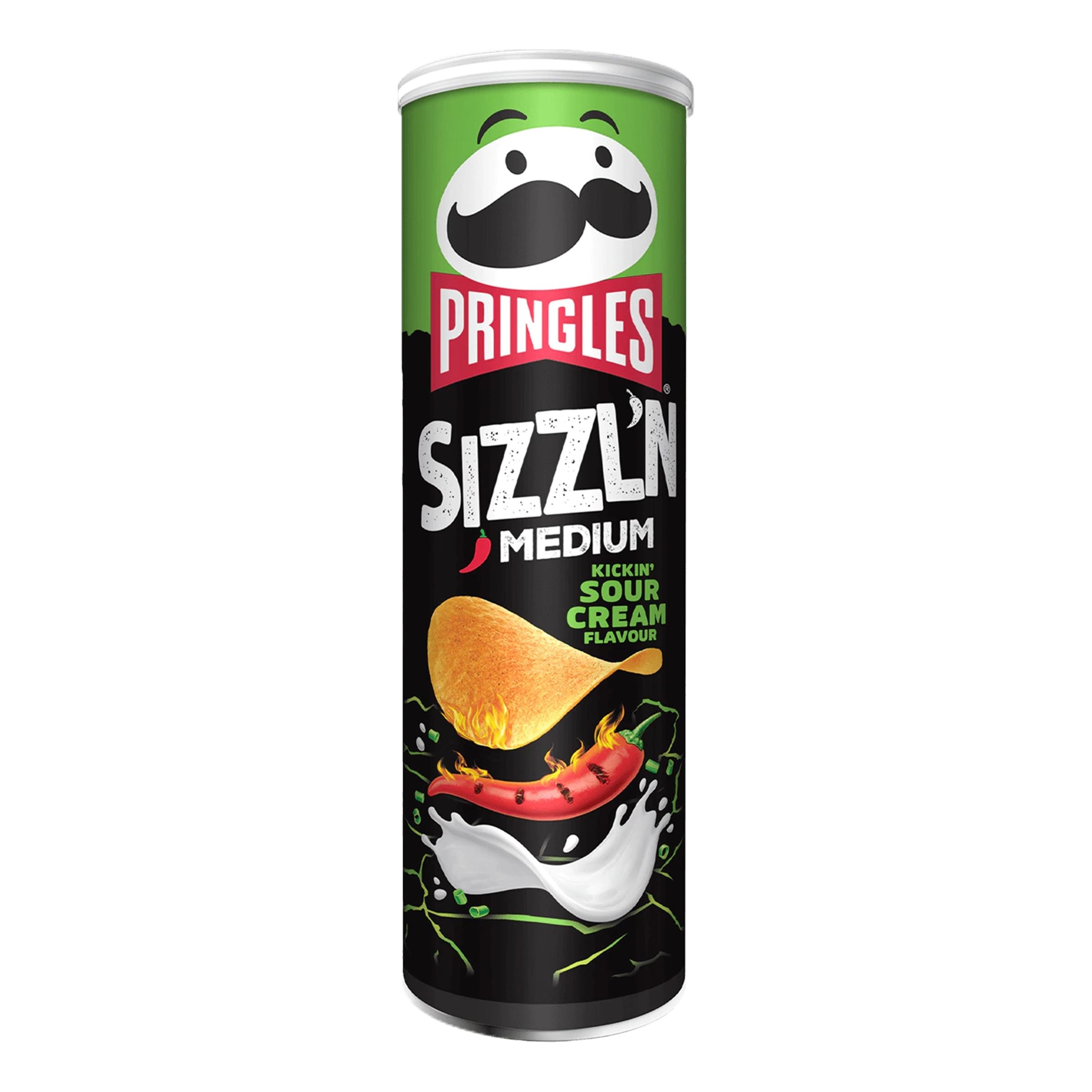 Läs mer om Pringles Sizzln Kickin Sourcream - 180 gram