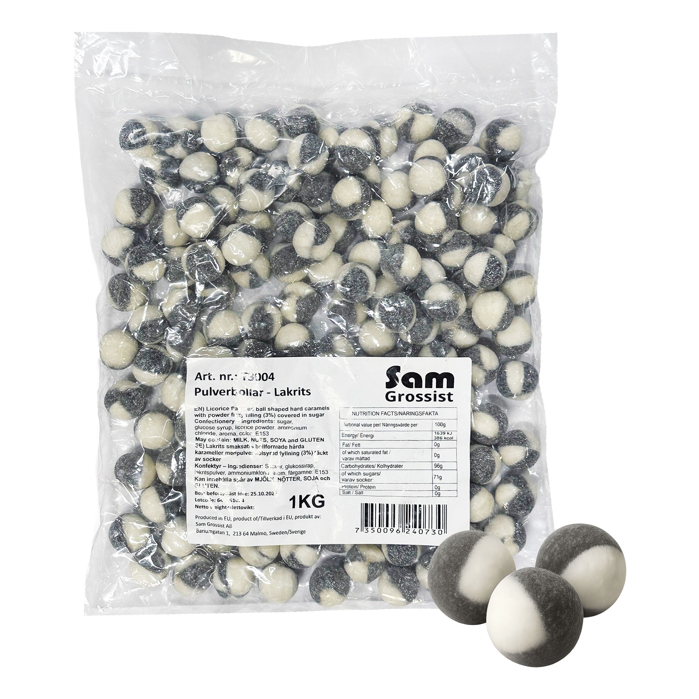 Pulverbollar Lakrits Storpack - 1 kg | Hem - Godis & Läsk - Godis - Lakrits | Party Outlet