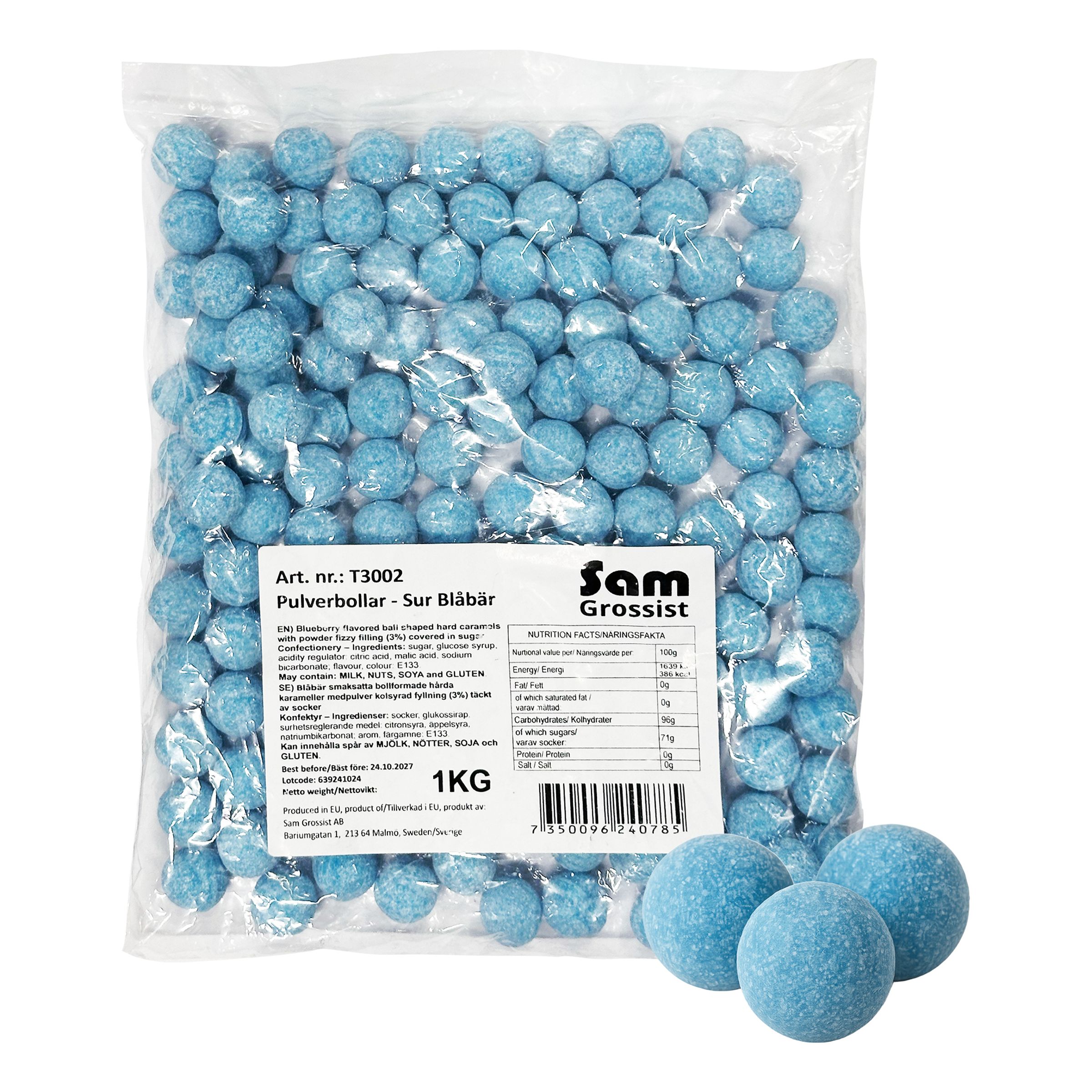 Pulverbollar Sur Blåbär Storpack - 1 kg | Hem - Godis & Läsk - Godis - Surt Godis | Party Outlet