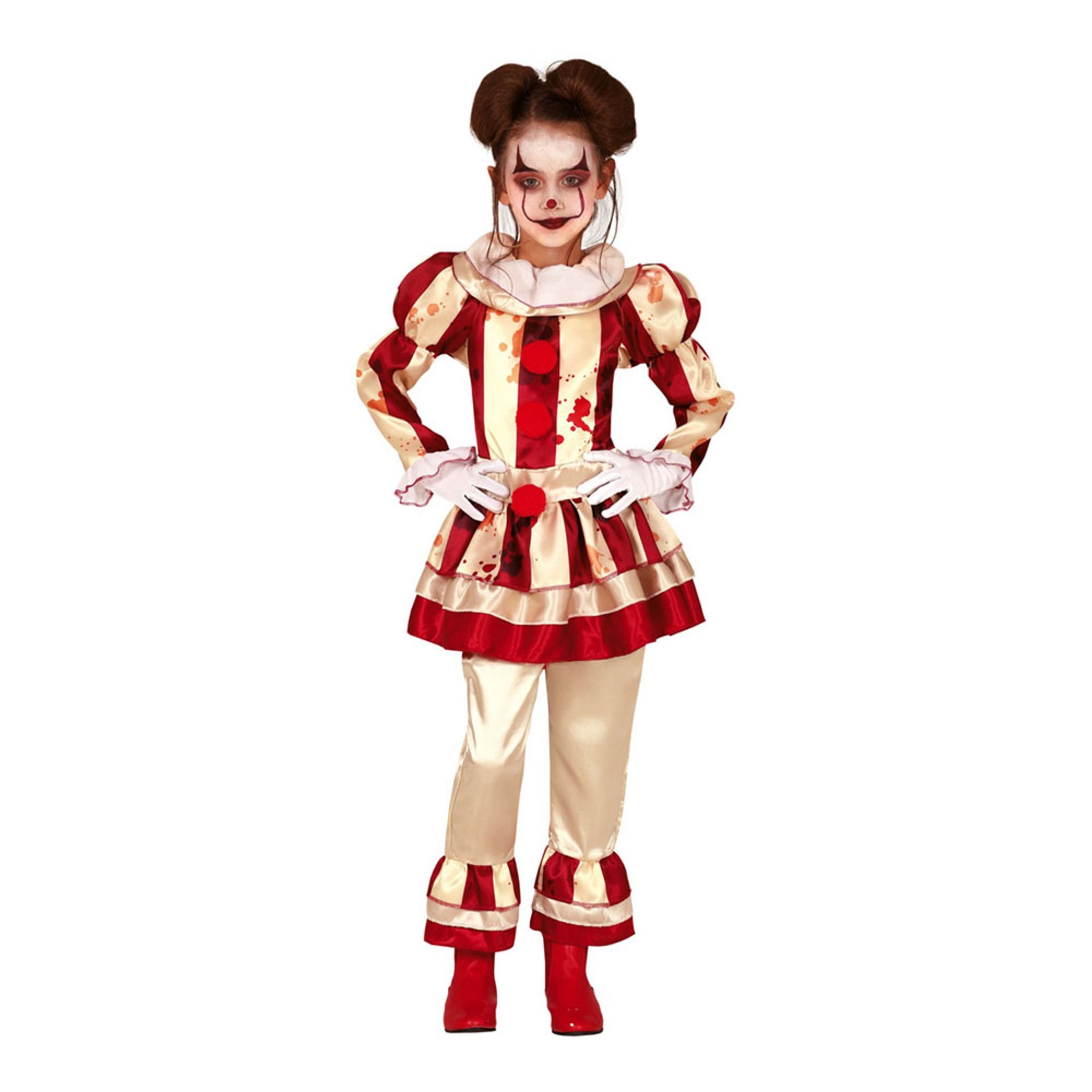 Läs mer om Randig Clown Barn Maskeraddräkt - Medium