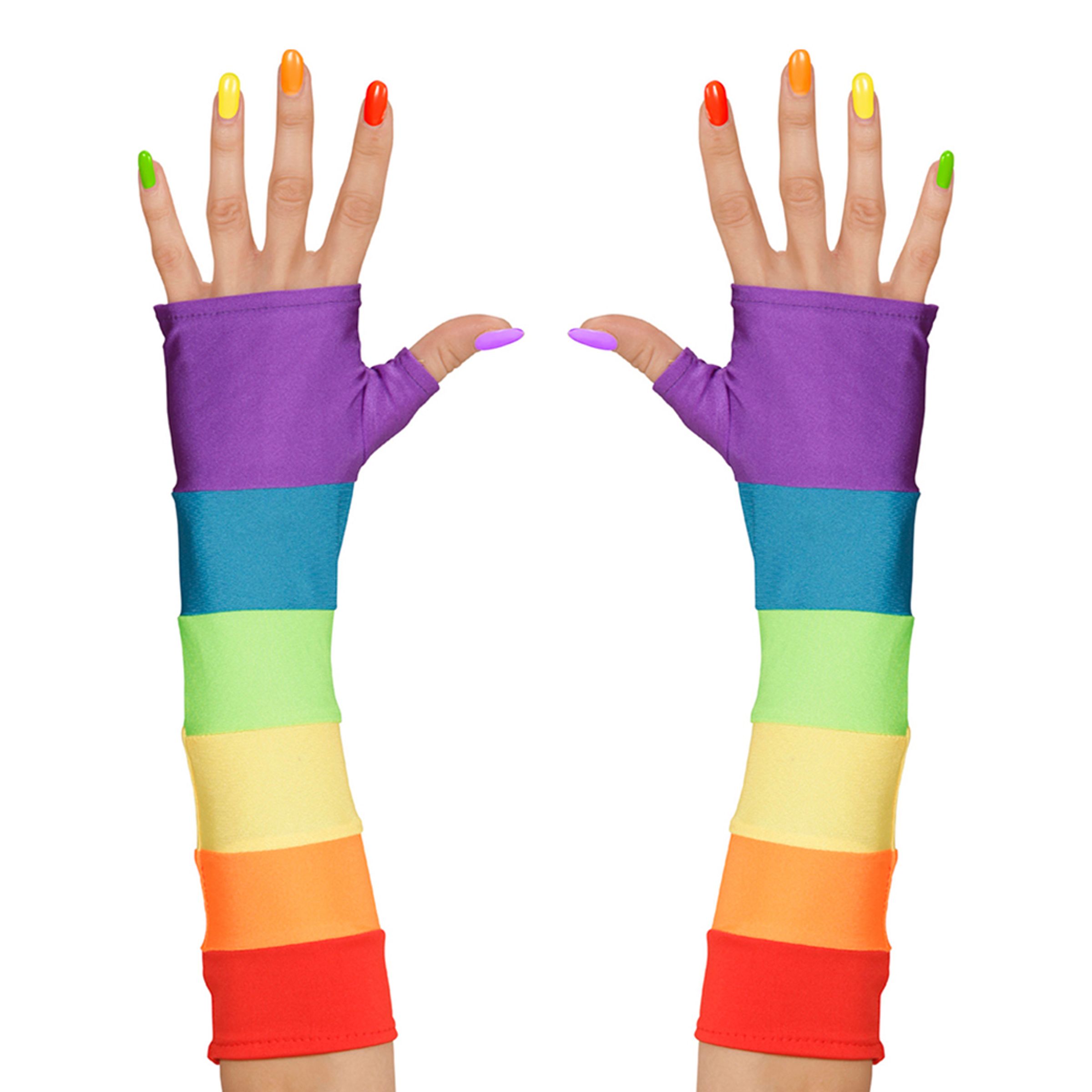 Regnbågsfärgade Fingerlösa Handskar - One size
