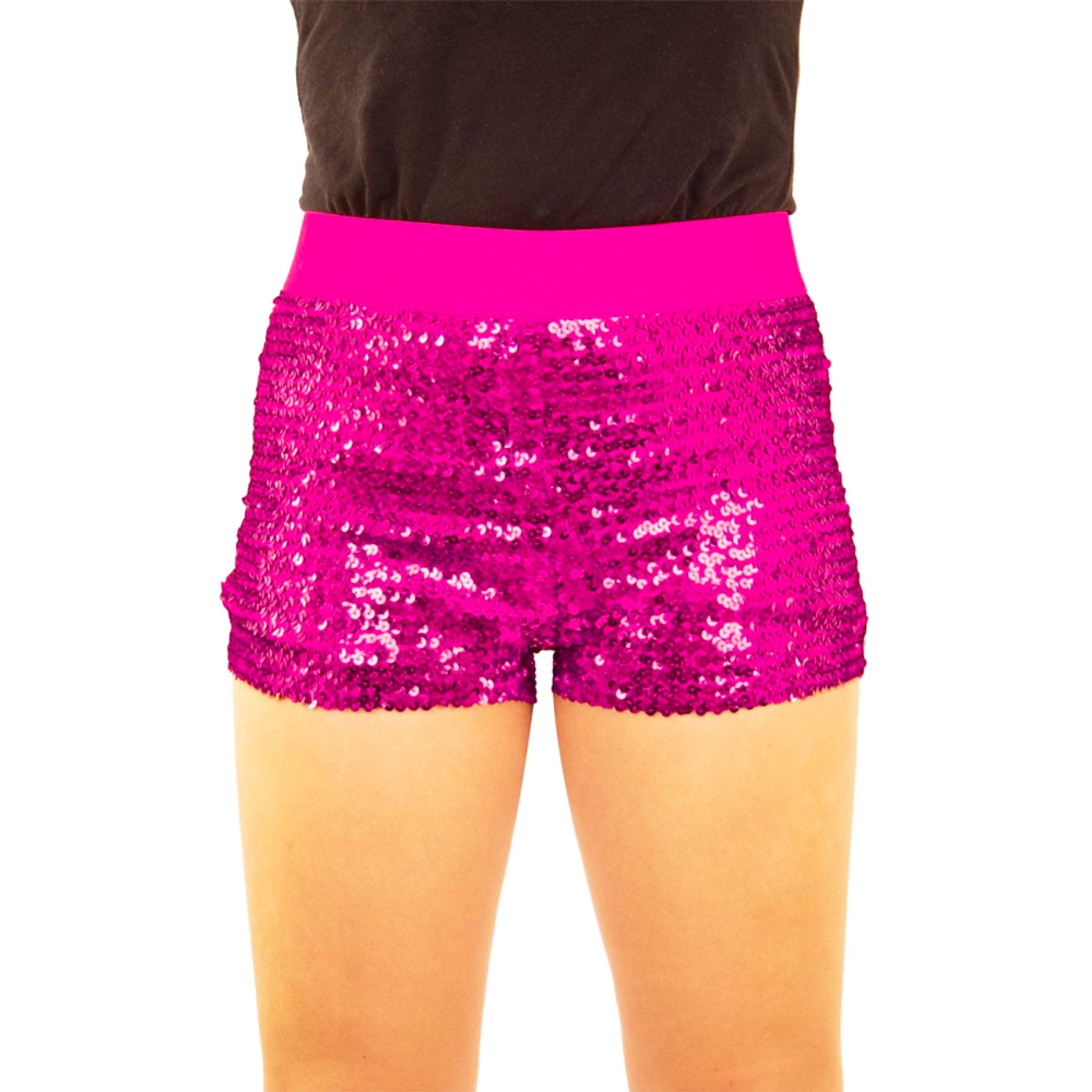 Rosa Hotpants med Paljetter - Small/Medium