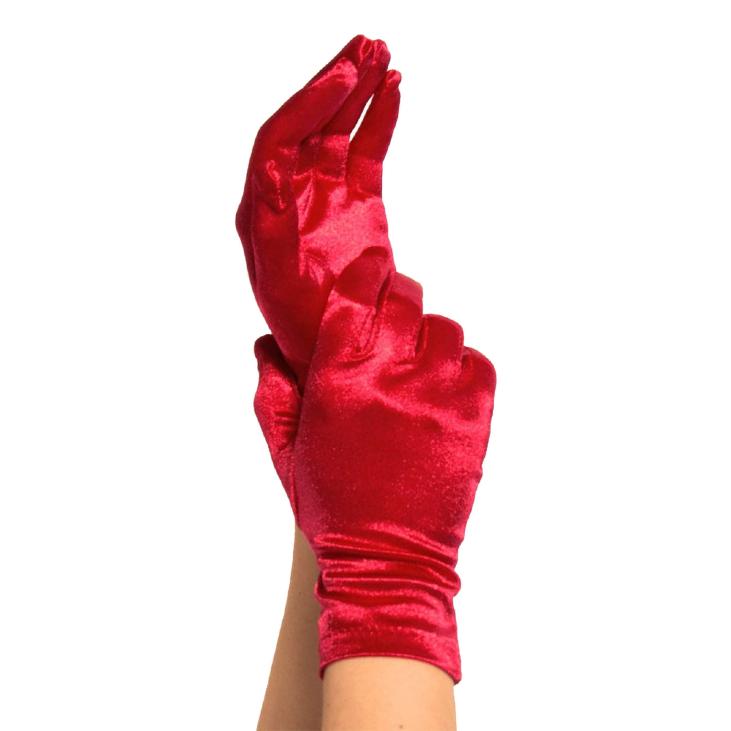 Satinhandskar Röd Deluxe - One size | Hem - Maskerad - Tillbehör - Handskar | Pryloteket