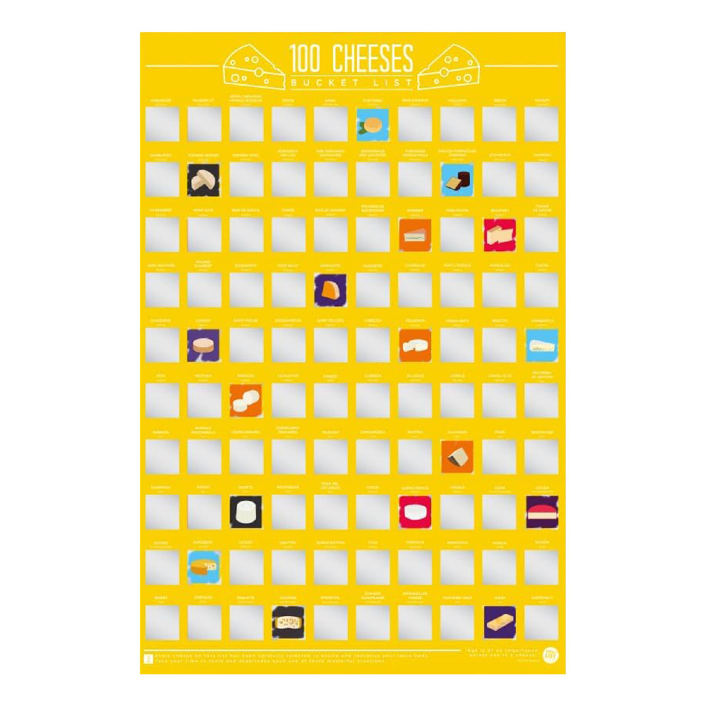 Scratch Off Bucketlist 100 Cheeses | Hem - Roliga Prylar - Hobby & Fritid - Samlarprylar - Affischer & Posters | Pryloteket
