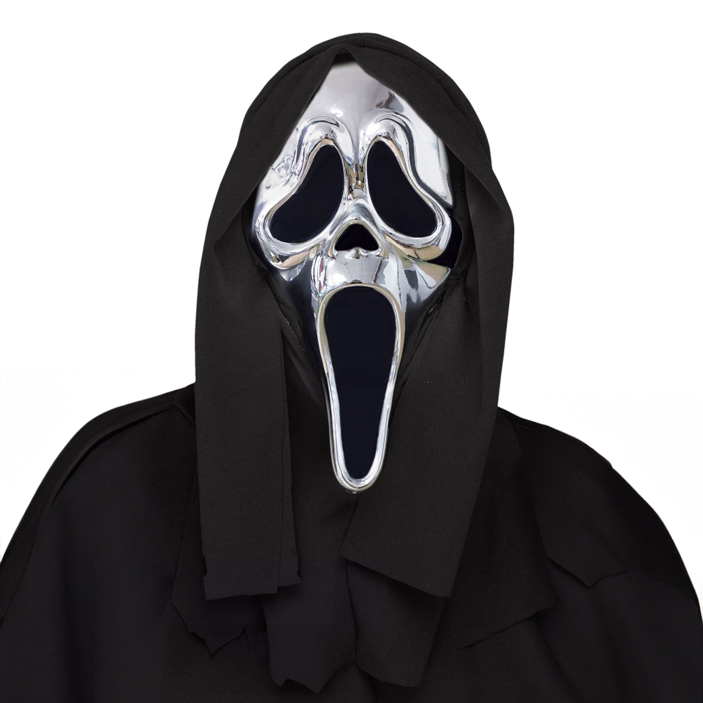 Scream Ghost Face Silver Chrome Mask - One size