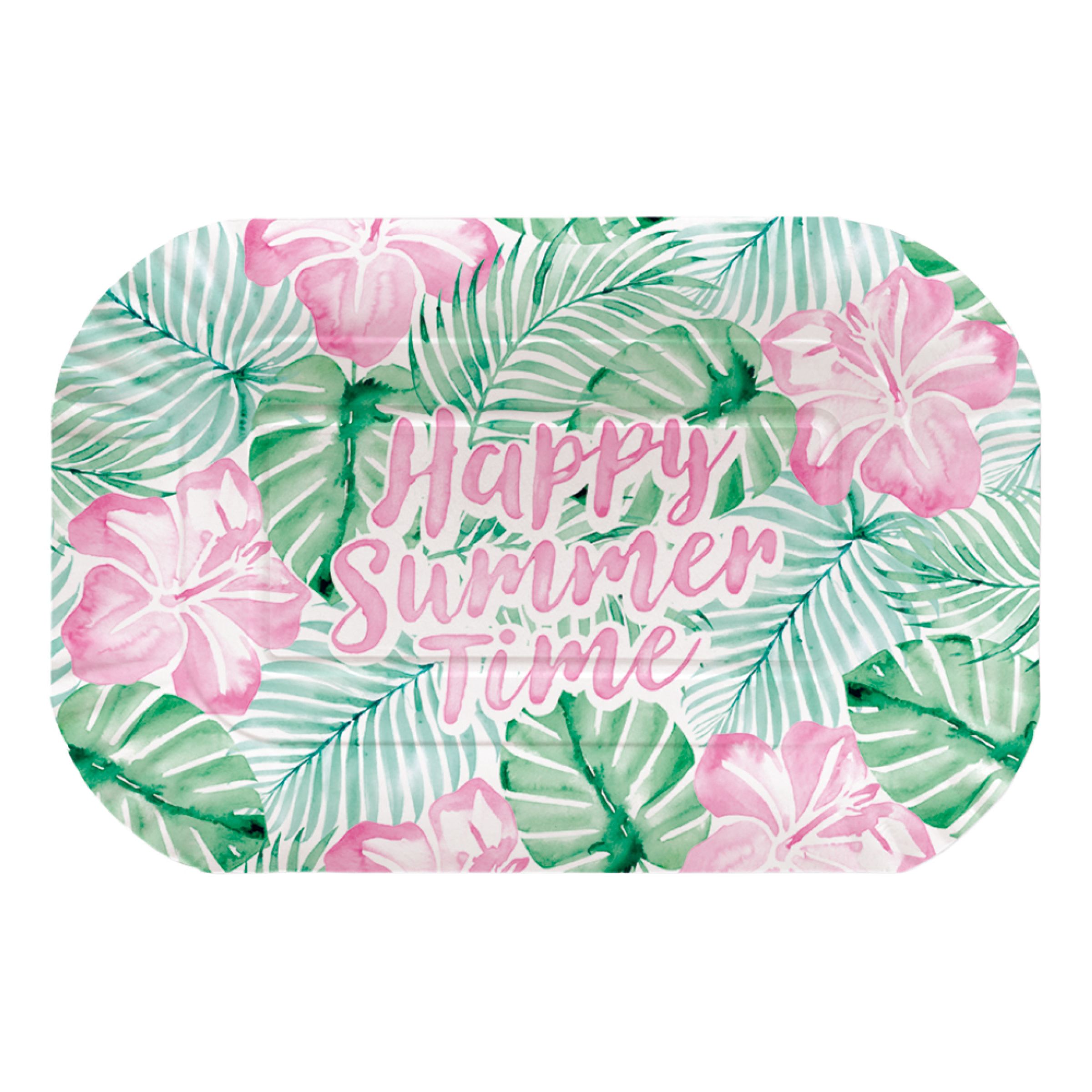 Serveringsbrickor Happy Summer Time - 2-pack | Hem - Bartillbehör - Barutrustning - Serveringsbrickor | Maskeradspecialisten