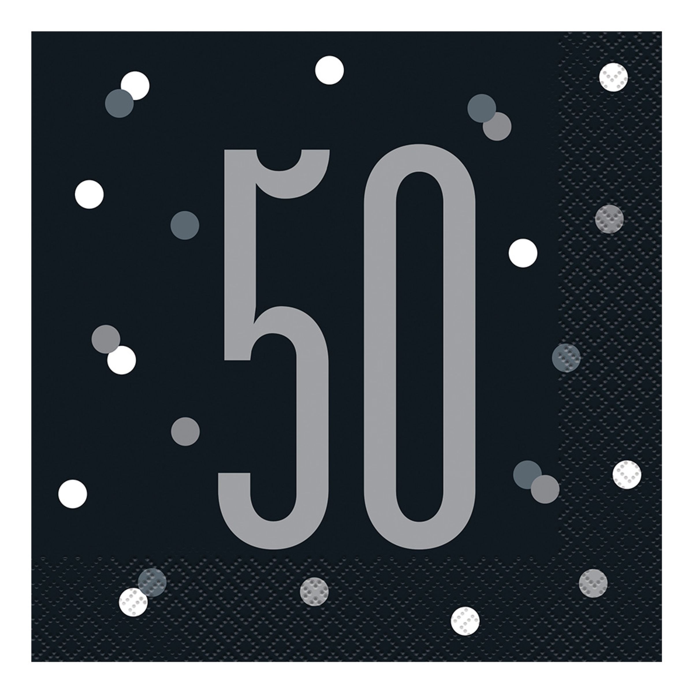 Servetter 50 Svart Prickig - 16-pack | Hem - Teman - Färger - Svart | Pryloteket