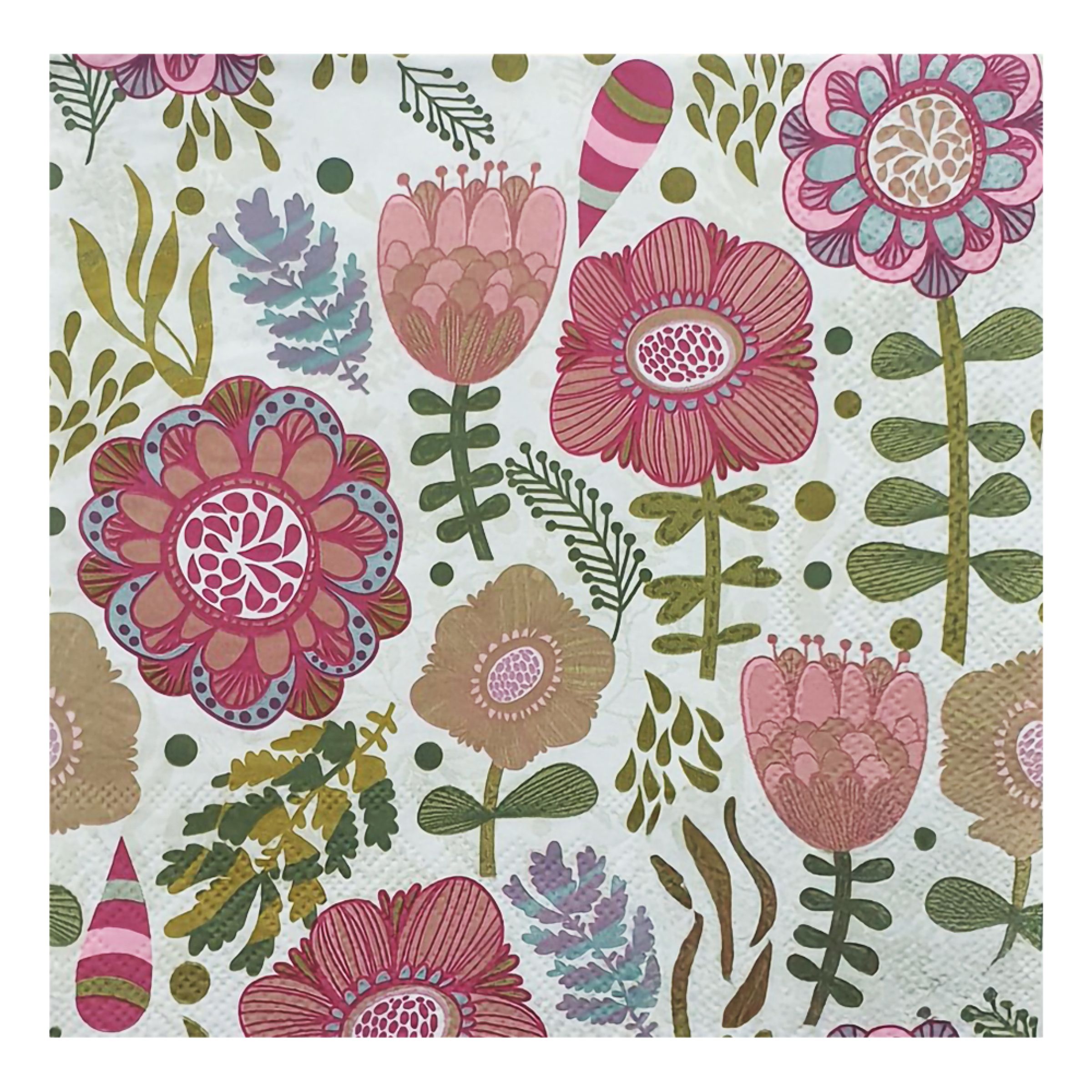 Servetter Blomster Rosa - 20-pack | Hem - Festartiklar - Dukning - Servetter | Party Outlet