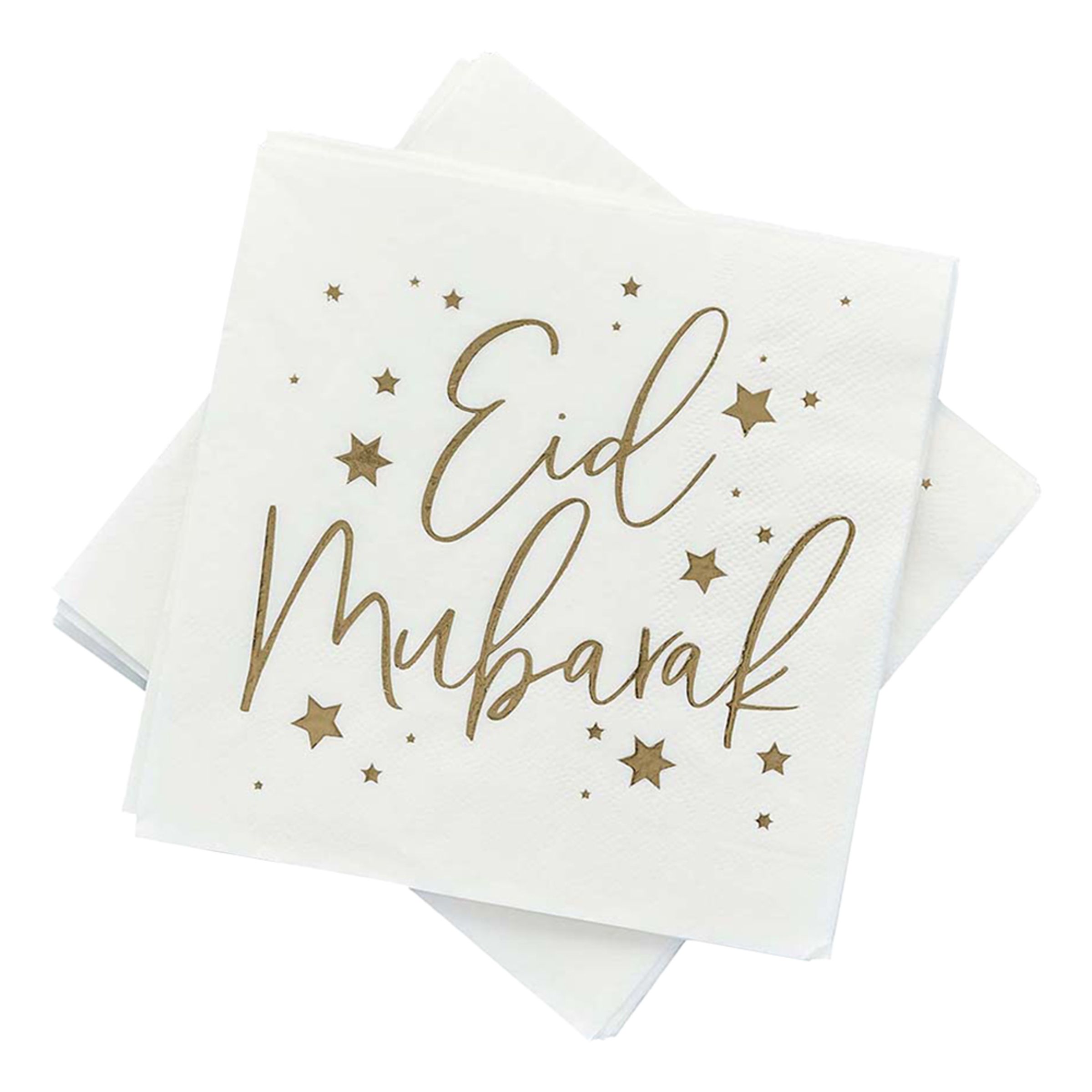 Servetter Eid Mubarak Vit/Guld - 16-pack