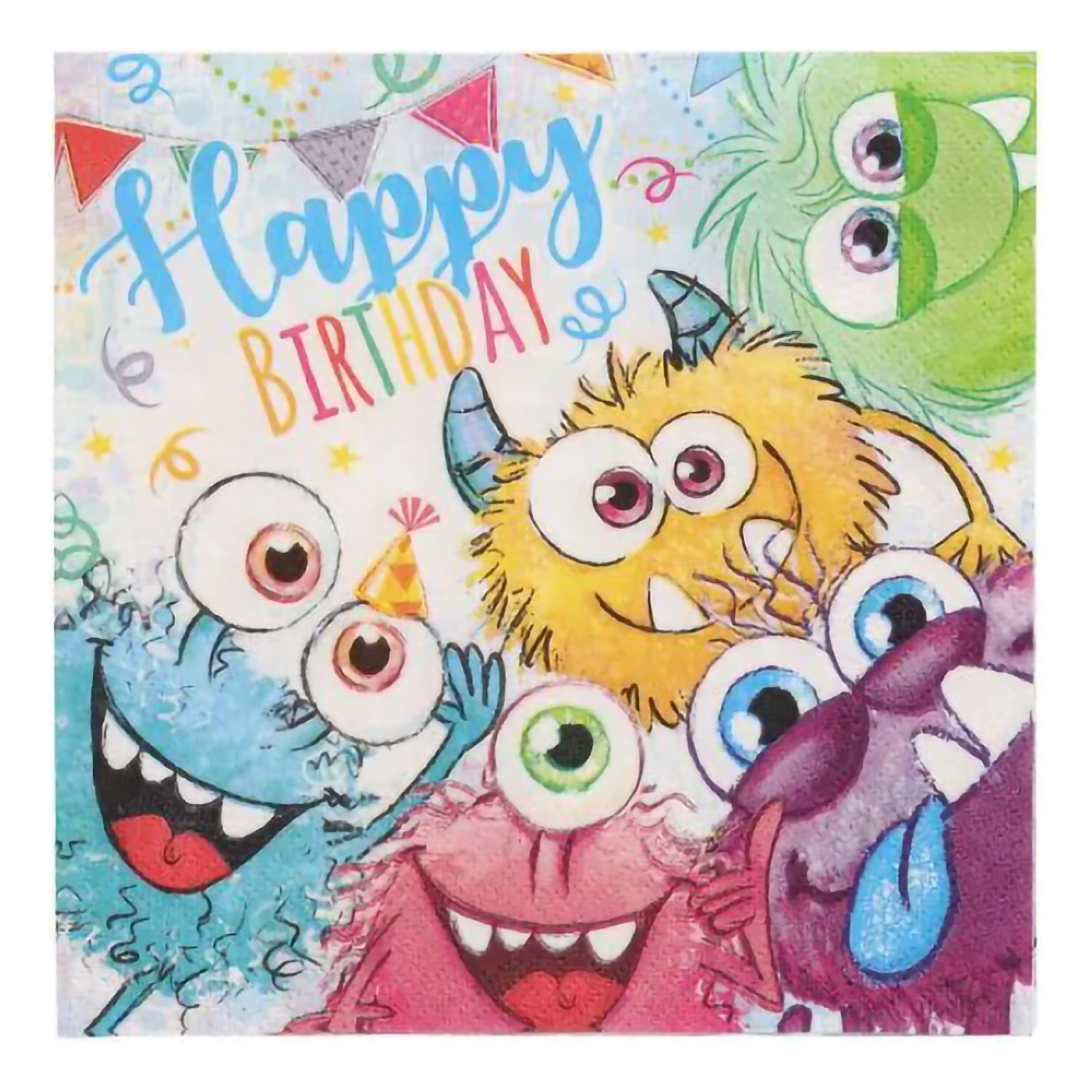 Servetter Funny Monsters - 20-pack | Hem - Festartiklar - Dukning - Servetter | Maskeradspecialisten