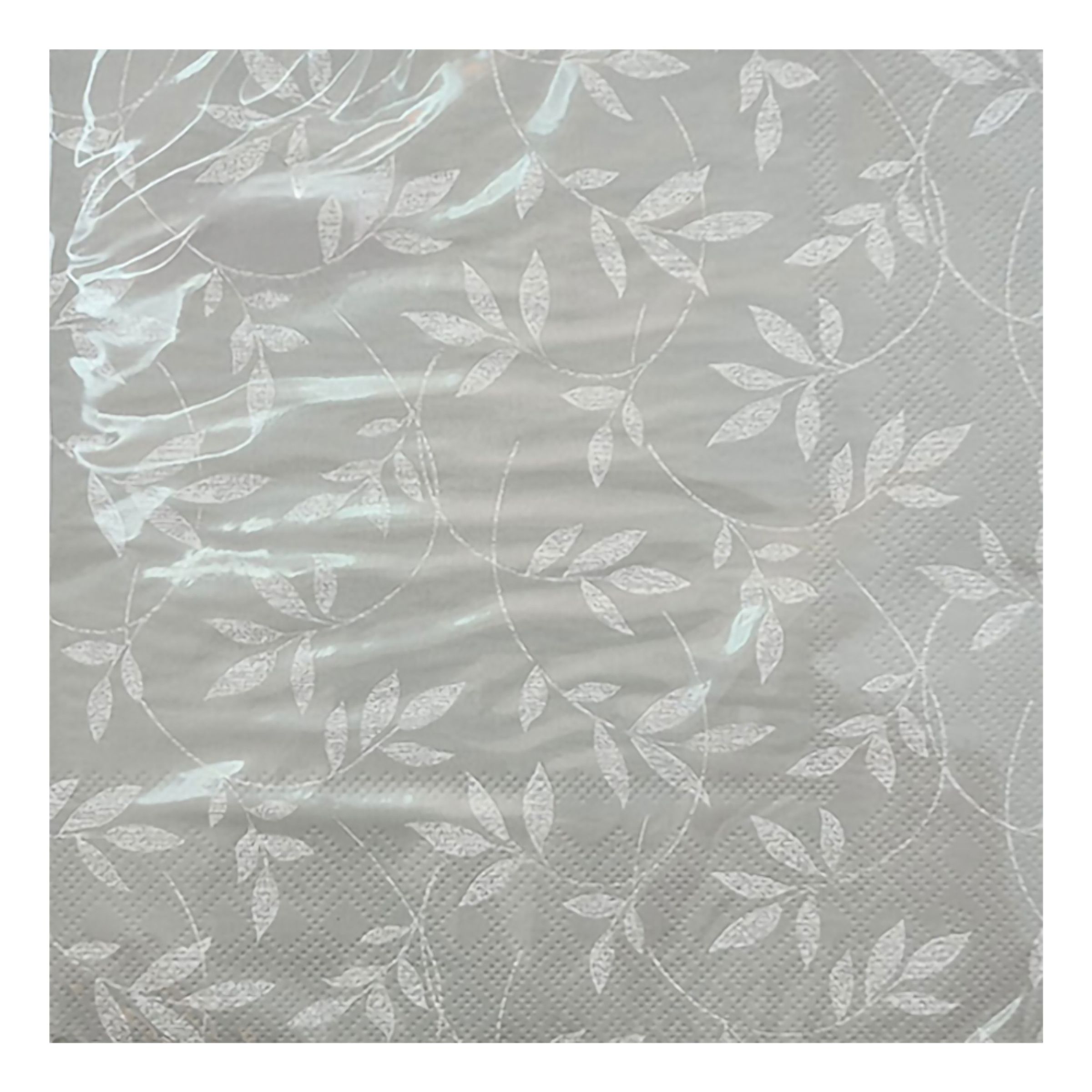 Servetter Grå med Vita Löv - 20-pack | Hem - Festartiklar - Dukning - Servetter | Party Outlet