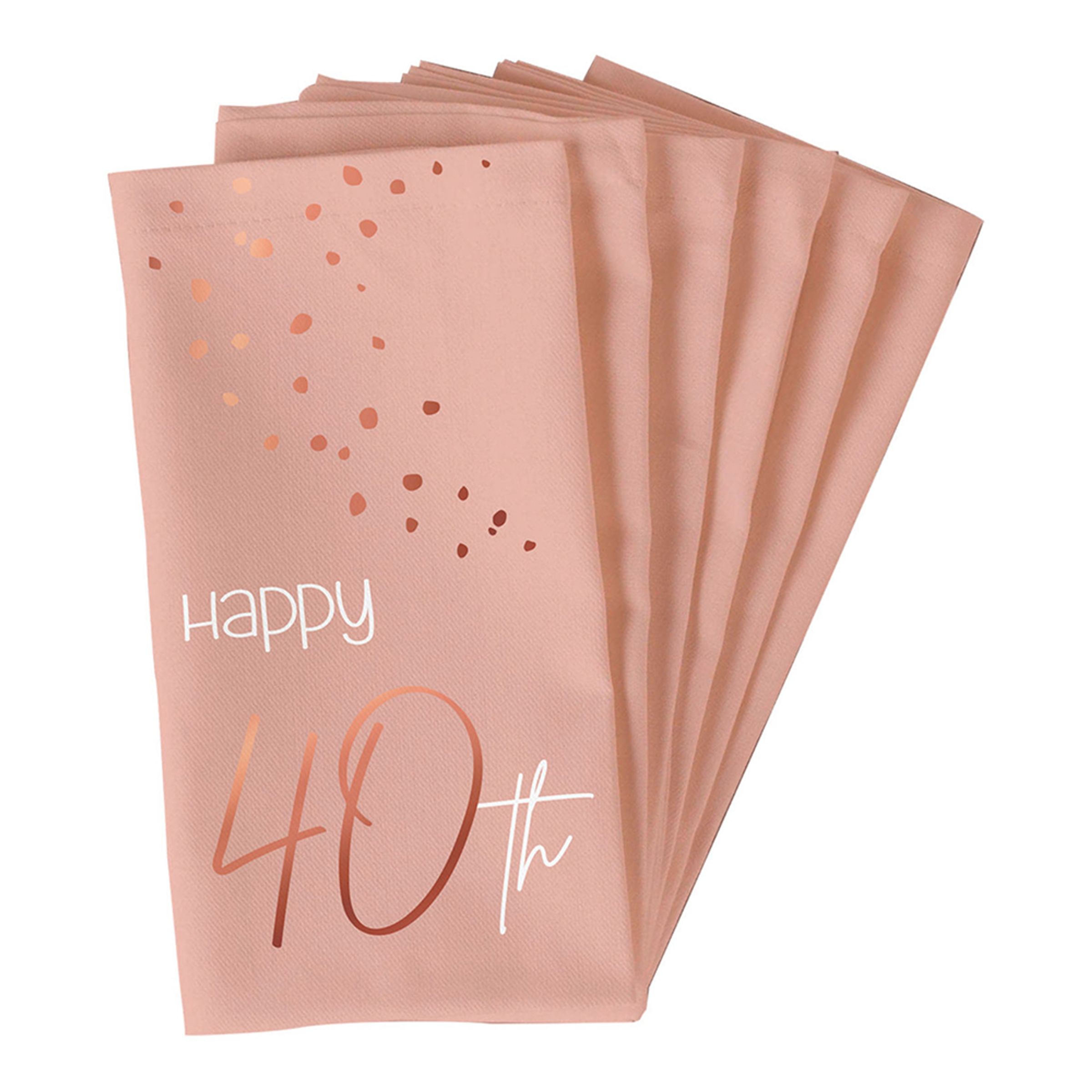 Läs mer om Servetter Happy 40th Lush Blush - 10-pack