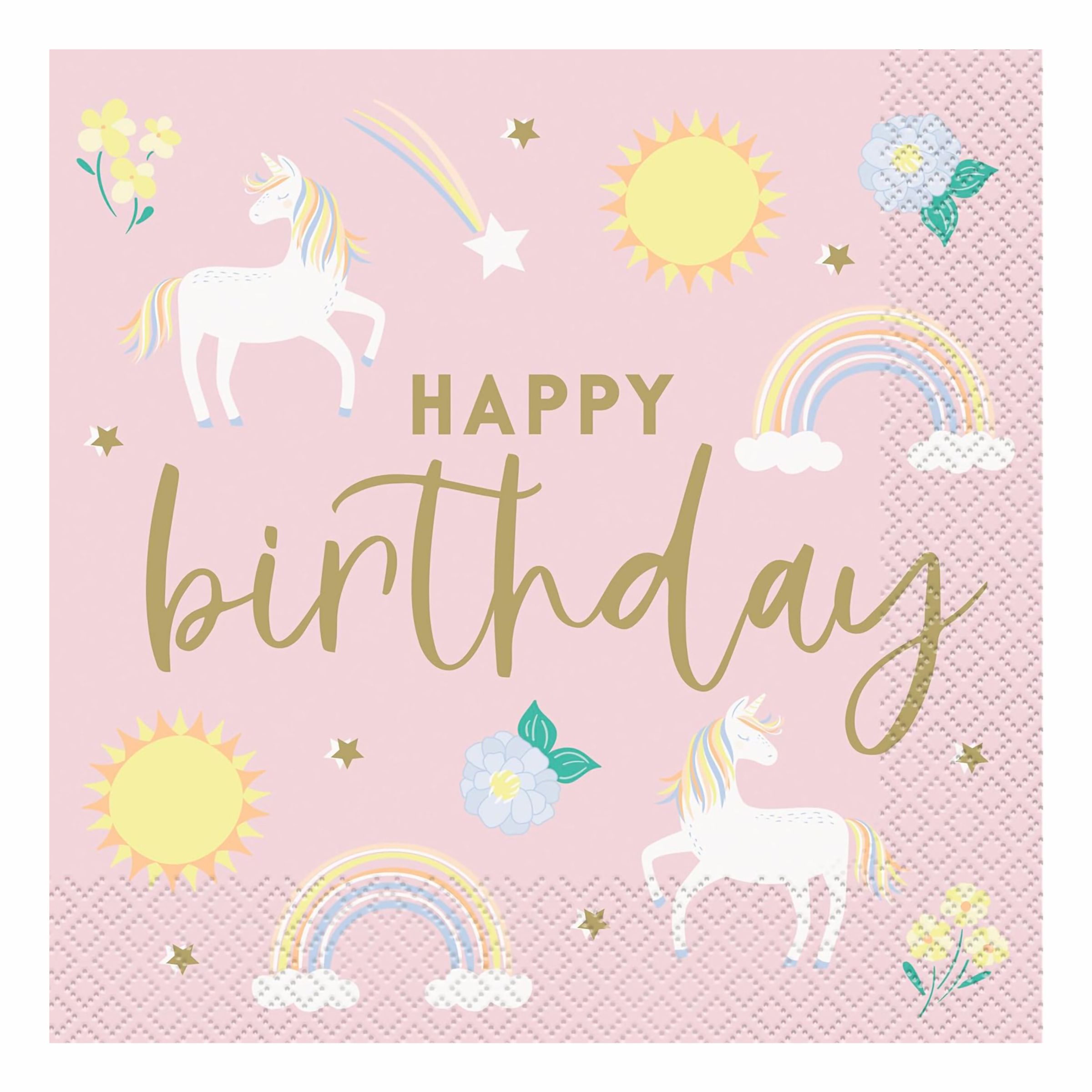 Servetter Happy Birthday Unicorn - 16-pack | Hem - Teman - Färger - Lila | Maskeradspecialisten