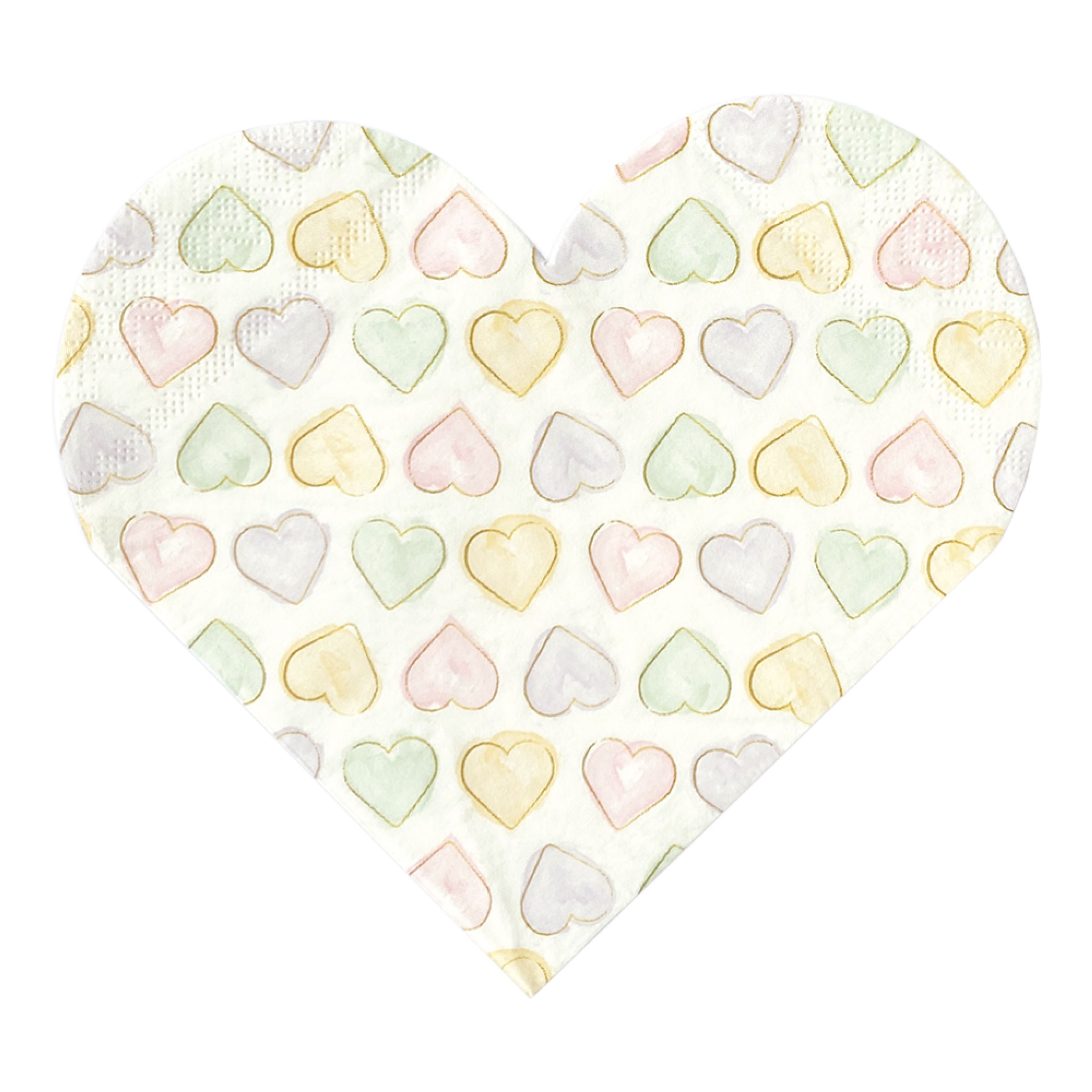 Servetter Hjärtan Watercolor - 20-pack