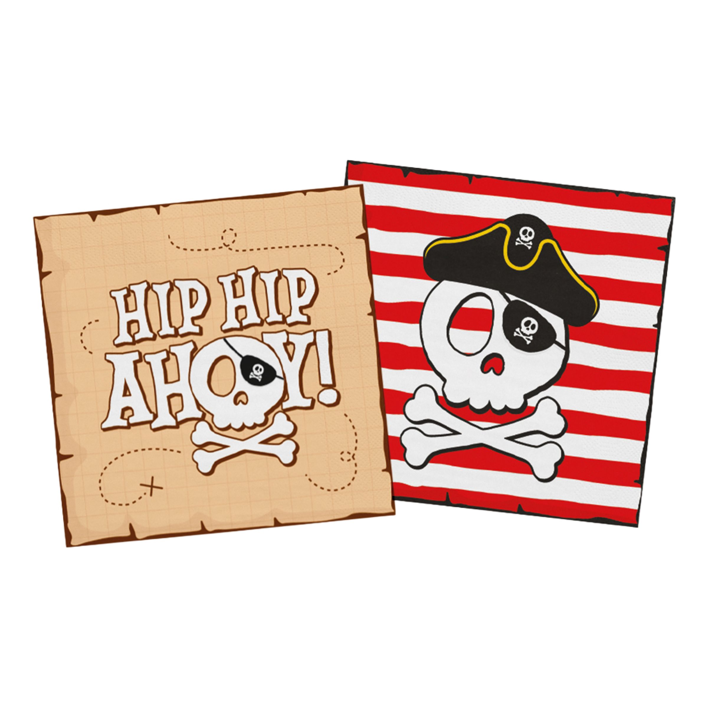 Servetter Pirat Hip Hip Ahoy - 20-pack | Hem - Festartiklar - Dukning - Servetter | Maskeradspecialisten
