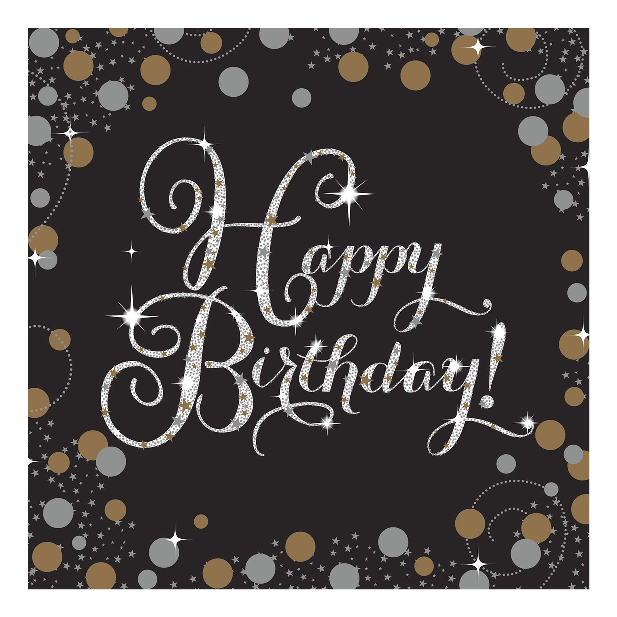 Läs mer om Servetter Sparkling Happy Birthday Silver/Guld - 16-pack