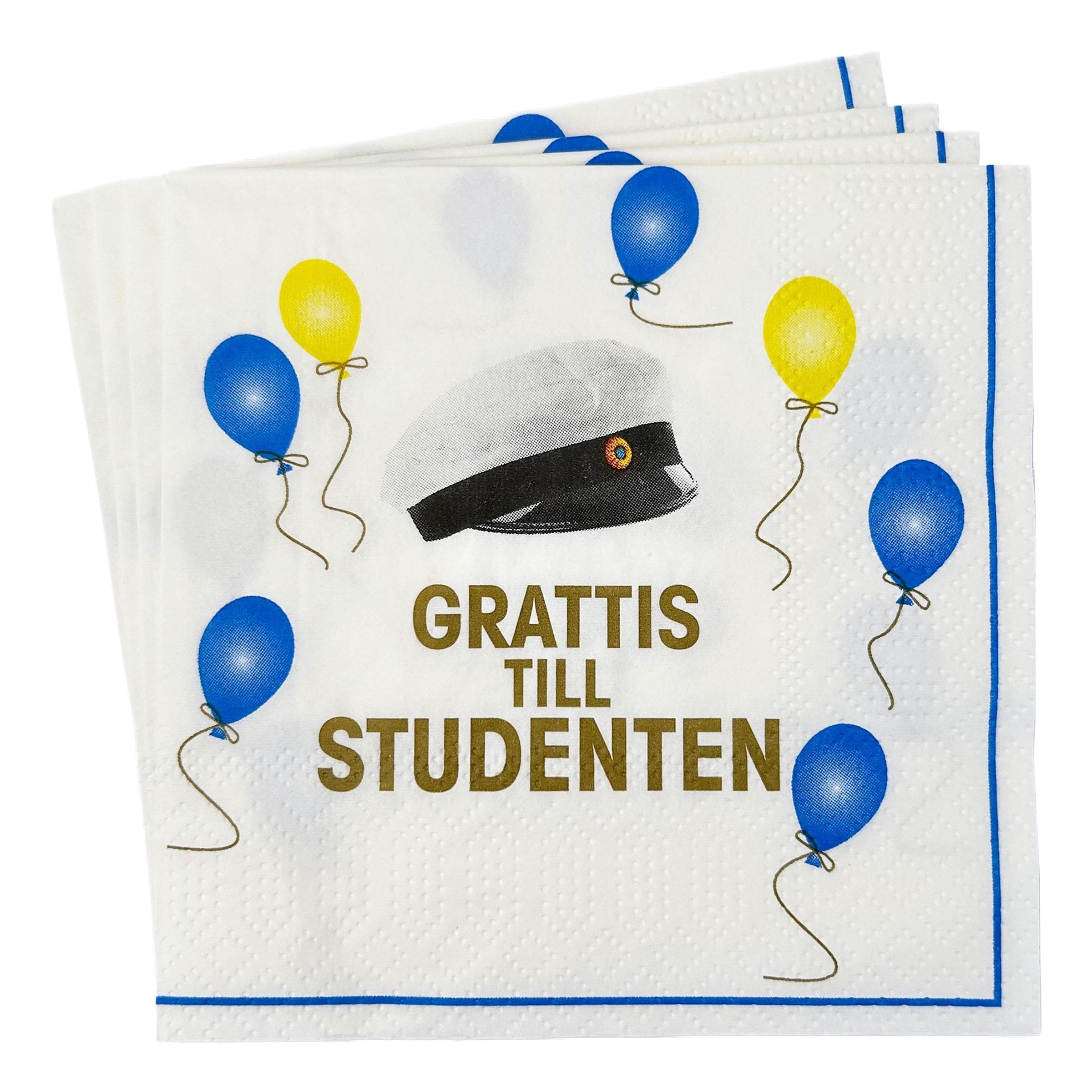 Servetter Grattis till Studenten - 16-pack | Hem - Festartiklar - Dukning - Servetter | Maskeradspecialisten
