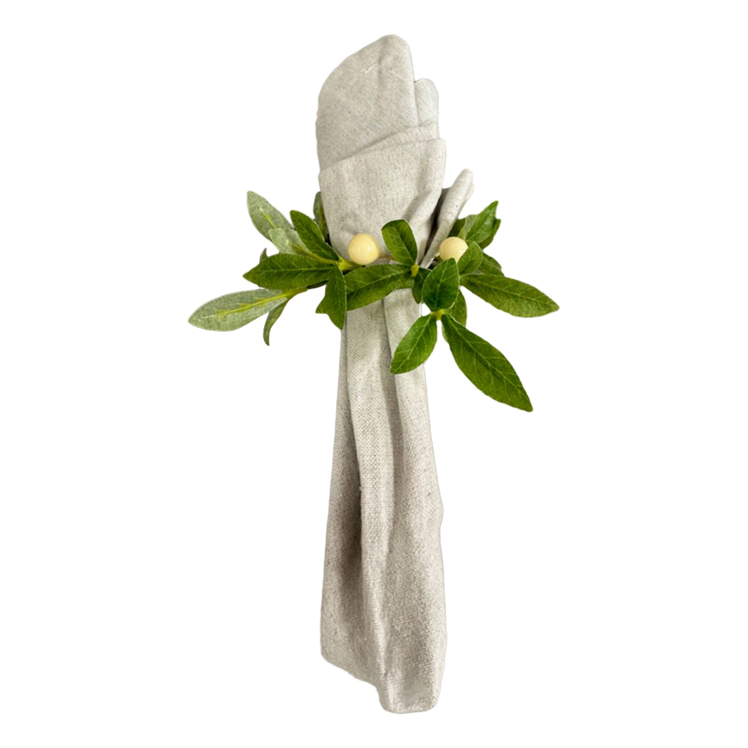 Servettring Blad med Vita Bär | Hem - Teman - Färger - Grön | Pryloteket