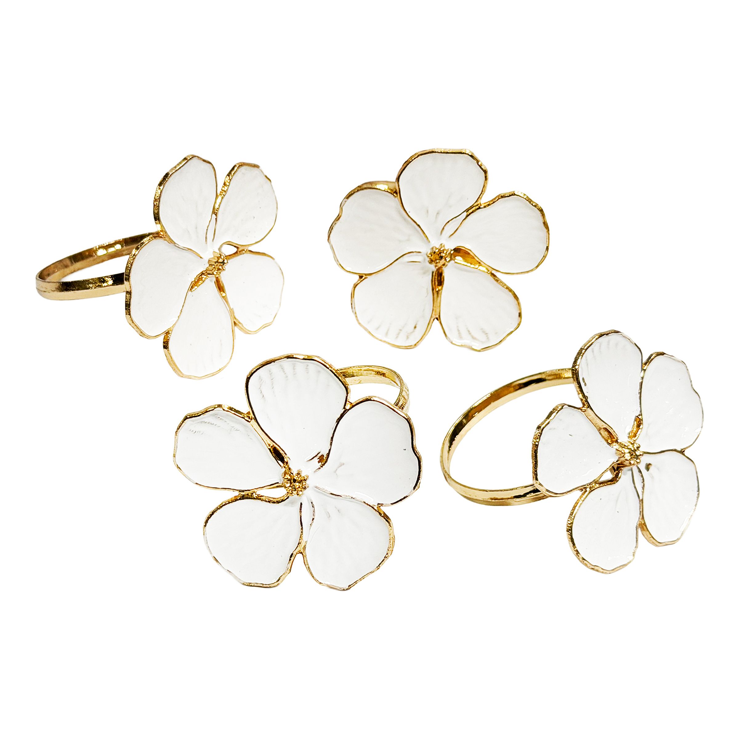 Servettringar Blomma - 4-pack | Hem - Festartiklar - Dukning - Servetter - Servettringar | Maskeradspecialisten