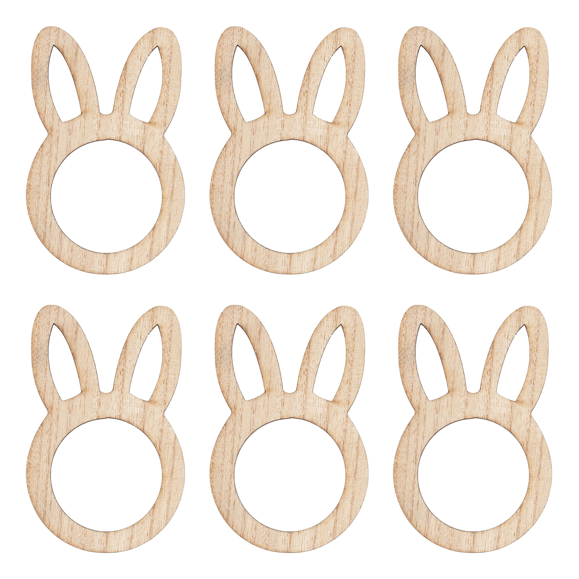 Läs mer om Servettringar Easter Bunny i Trä - 6-pack