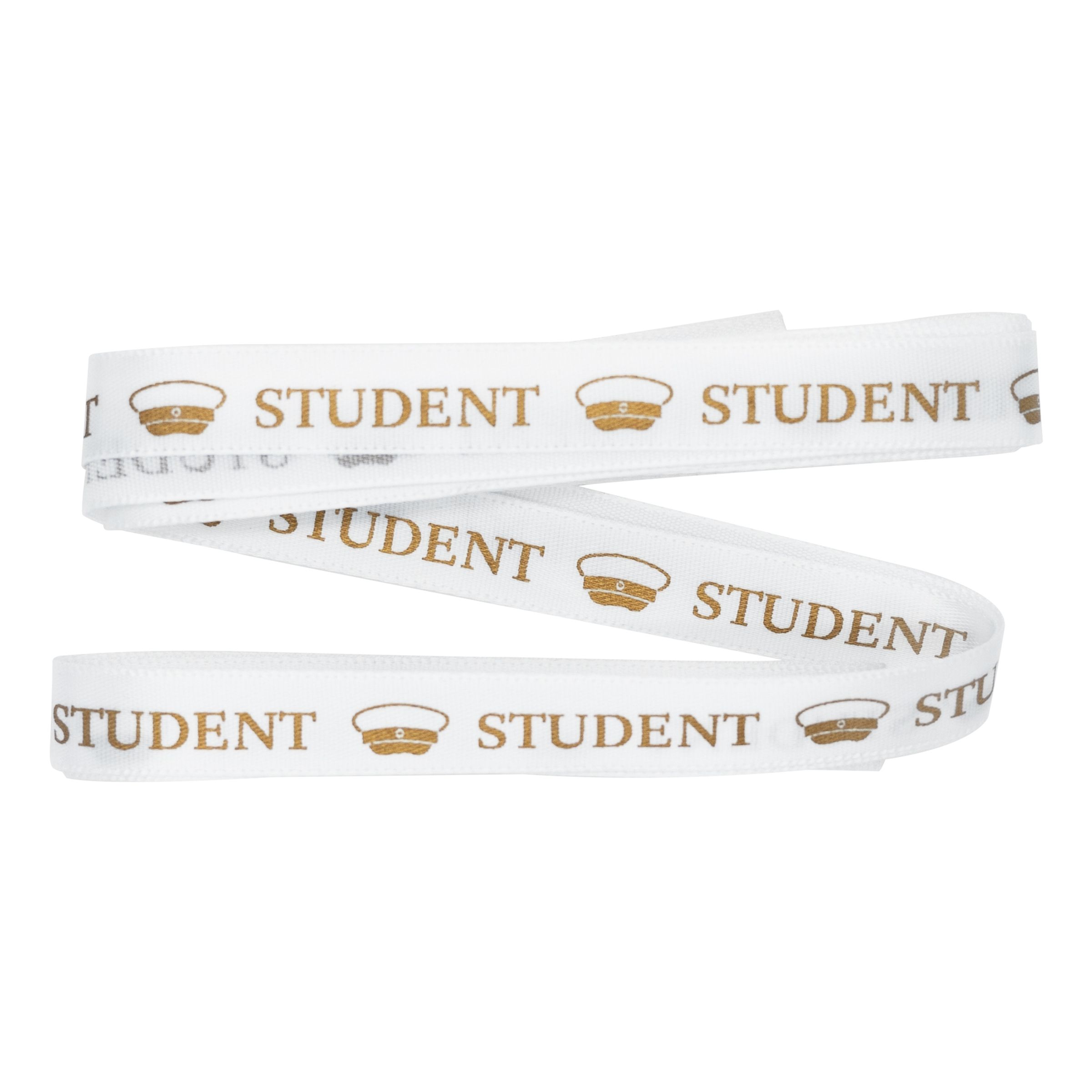 Sidenband Student Vit/Guld - 2-pack