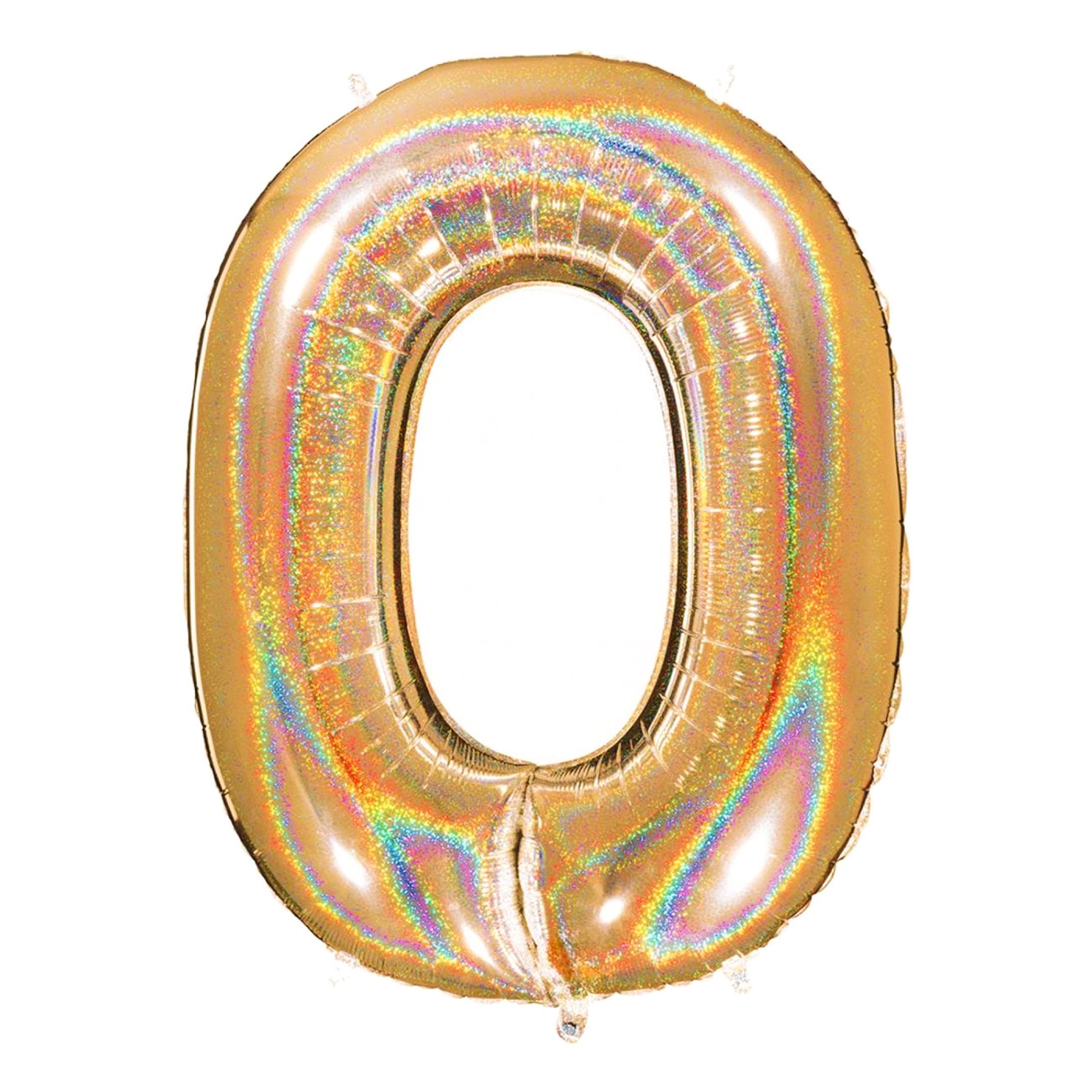 Sifferballong Glitter Guld - Siffra 0 | Hem - Festartiklar - Ballonger - Folieballonger | Pryloteket