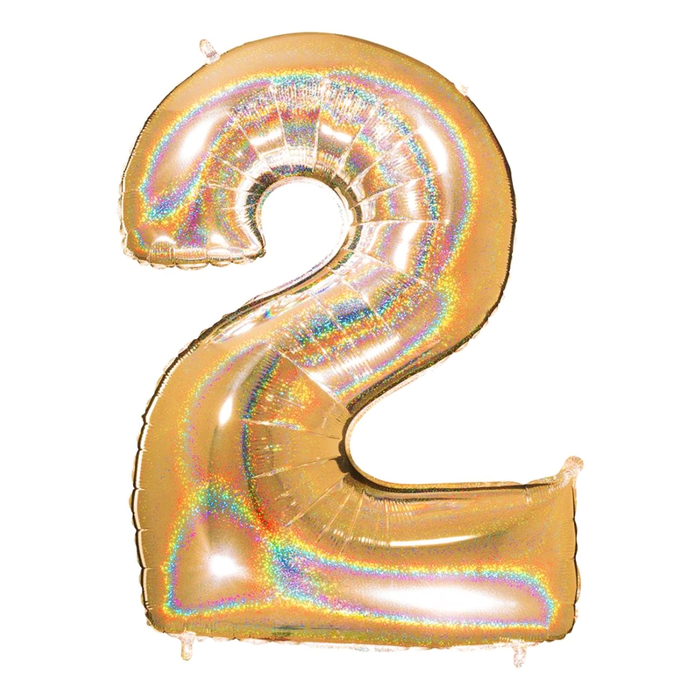Sifferballong Glitter Guld - Siffra 2 | Hem - Festartiklar - Ballonger - Folieballonger | Pryloteket