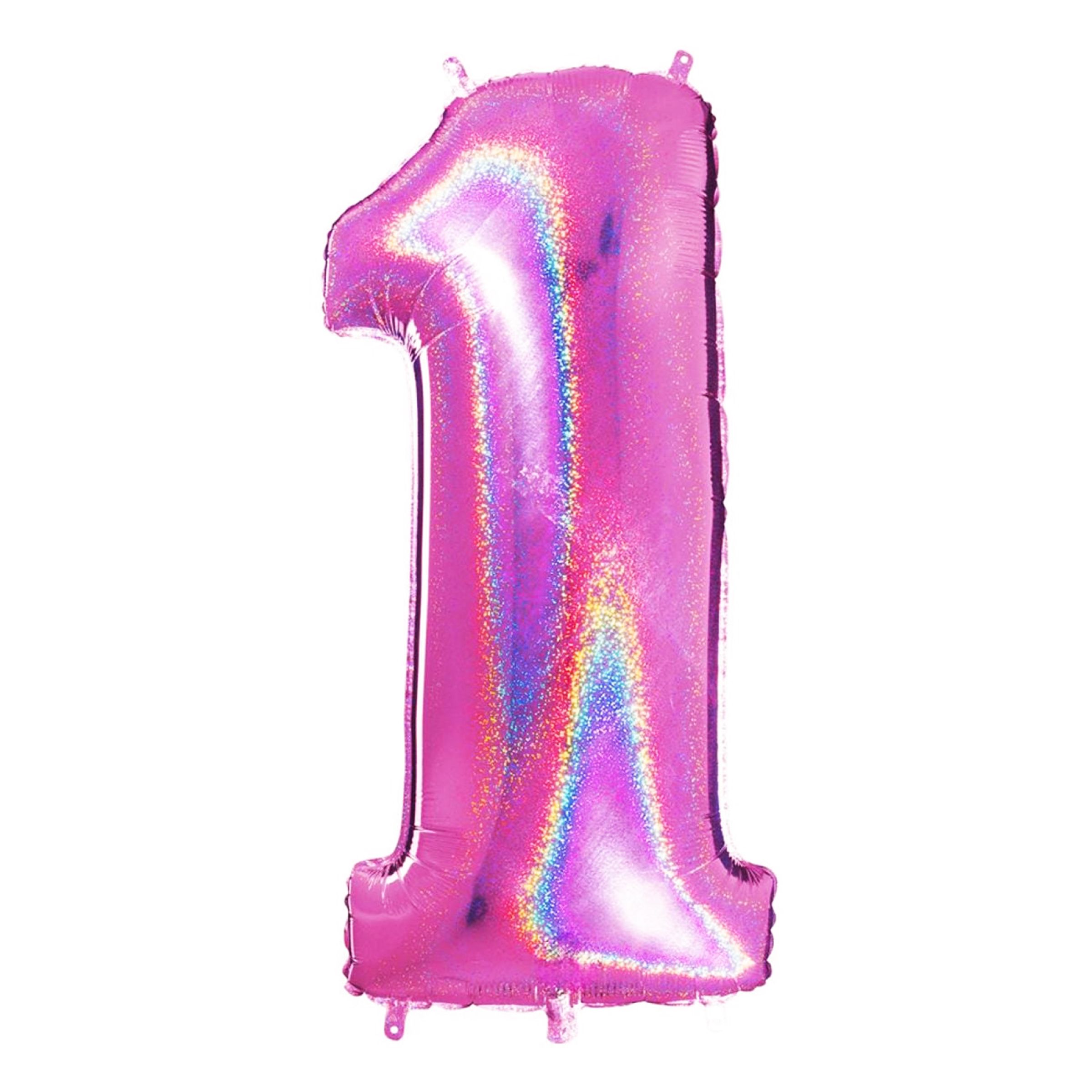 Sifferballong Glitter Rosa - Siffra 1 | Hem - Festartiklar - Ballonger - Folieballonger | Pryloteket