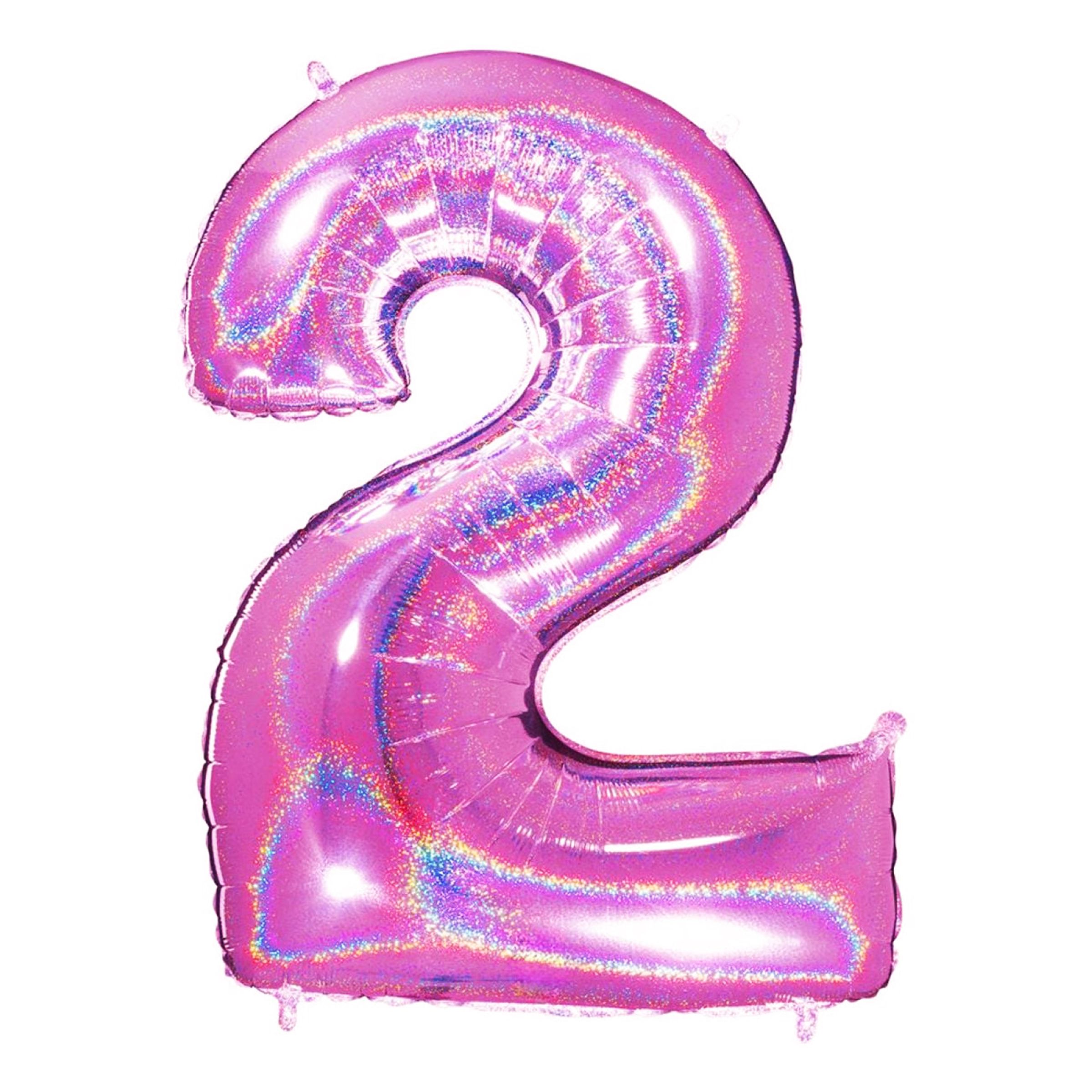 Sifferballong Glitter Rosa - Siffra 2 | Hem - Festartiklar - Ballonger - Folieballonger | Pryloteket