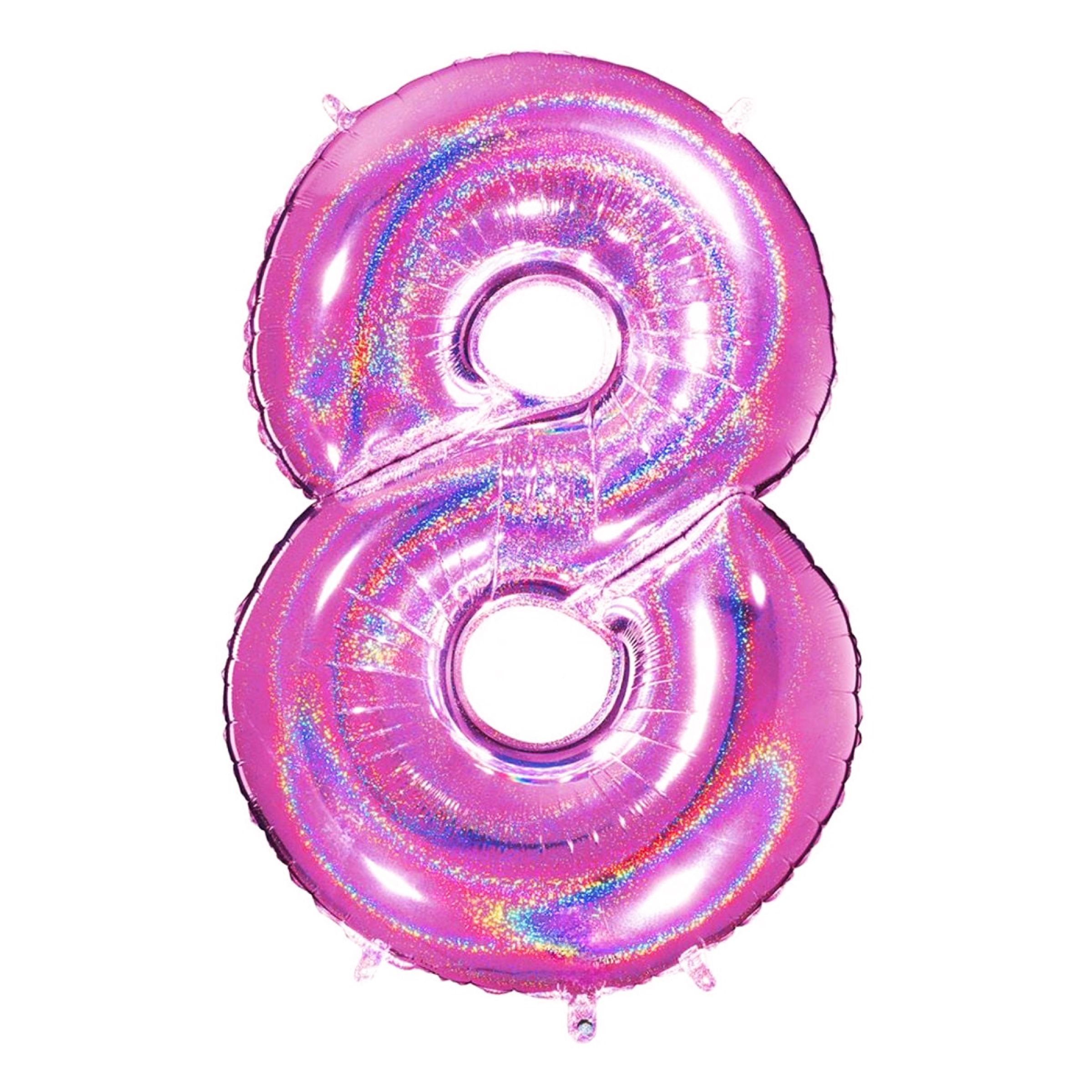 Sifferballong Glitter Rosa - Siffra 8 | Hem - Festartiklar - Ballonger - Folieballonger | Pryloteket
