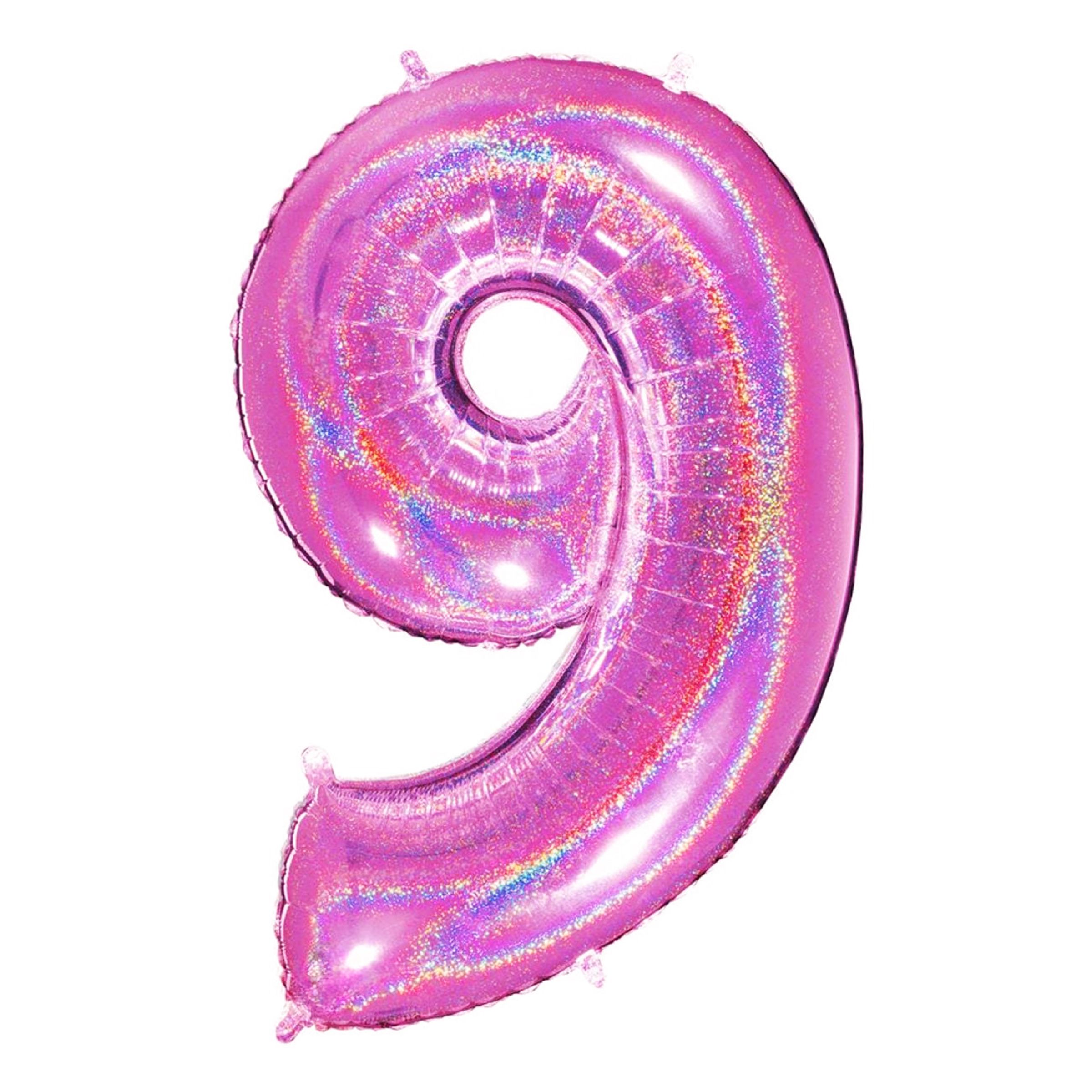 Sifferballong Glitter Rosa - Siffra 9 | Hem - Festartiklar - Ballonger - Folieballonger | Pryloteket
