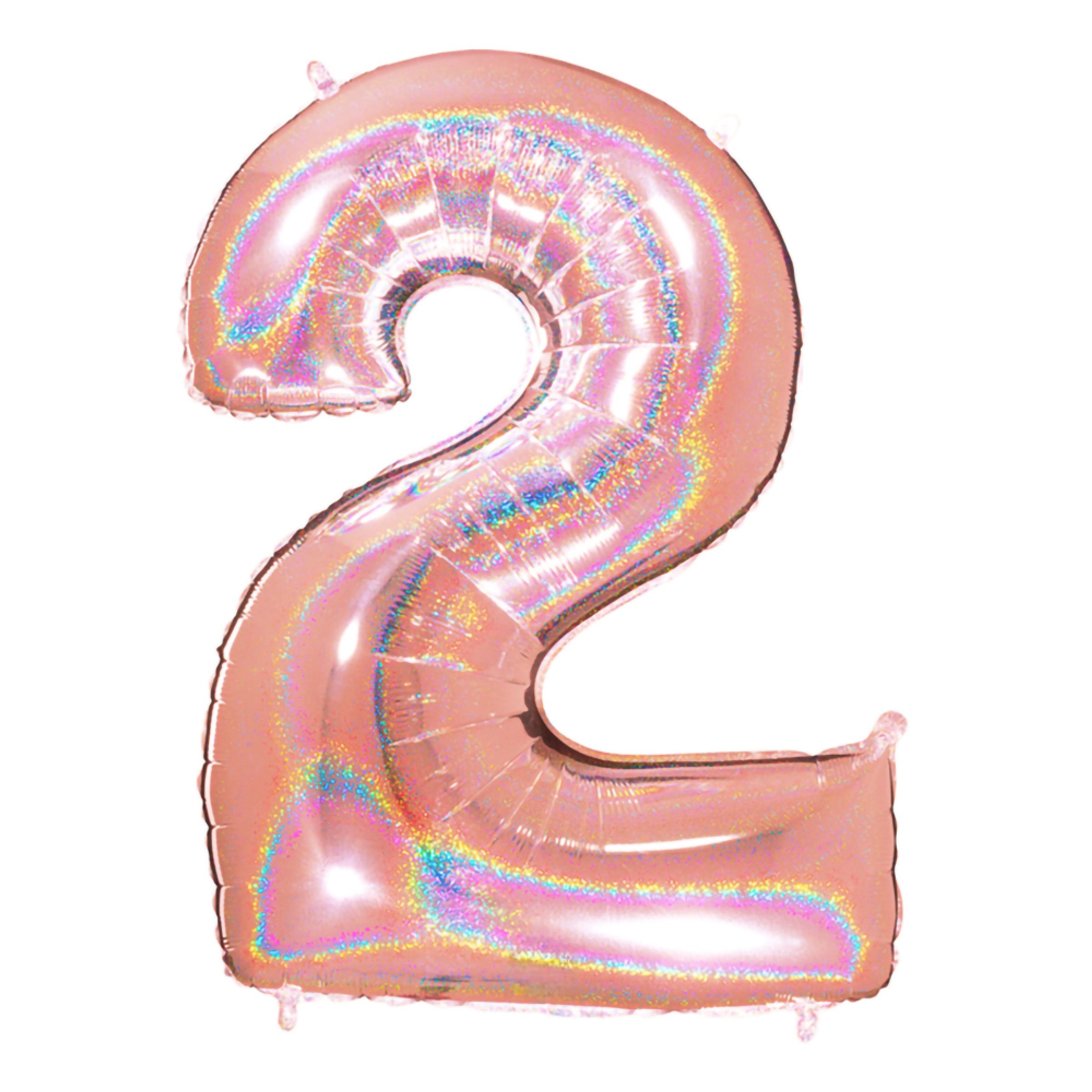 Sifferballong Glitter Roséguld - Siffra 2 | Hem - Festartiklar - Ballonger - Sifferballonger | Pryloteket