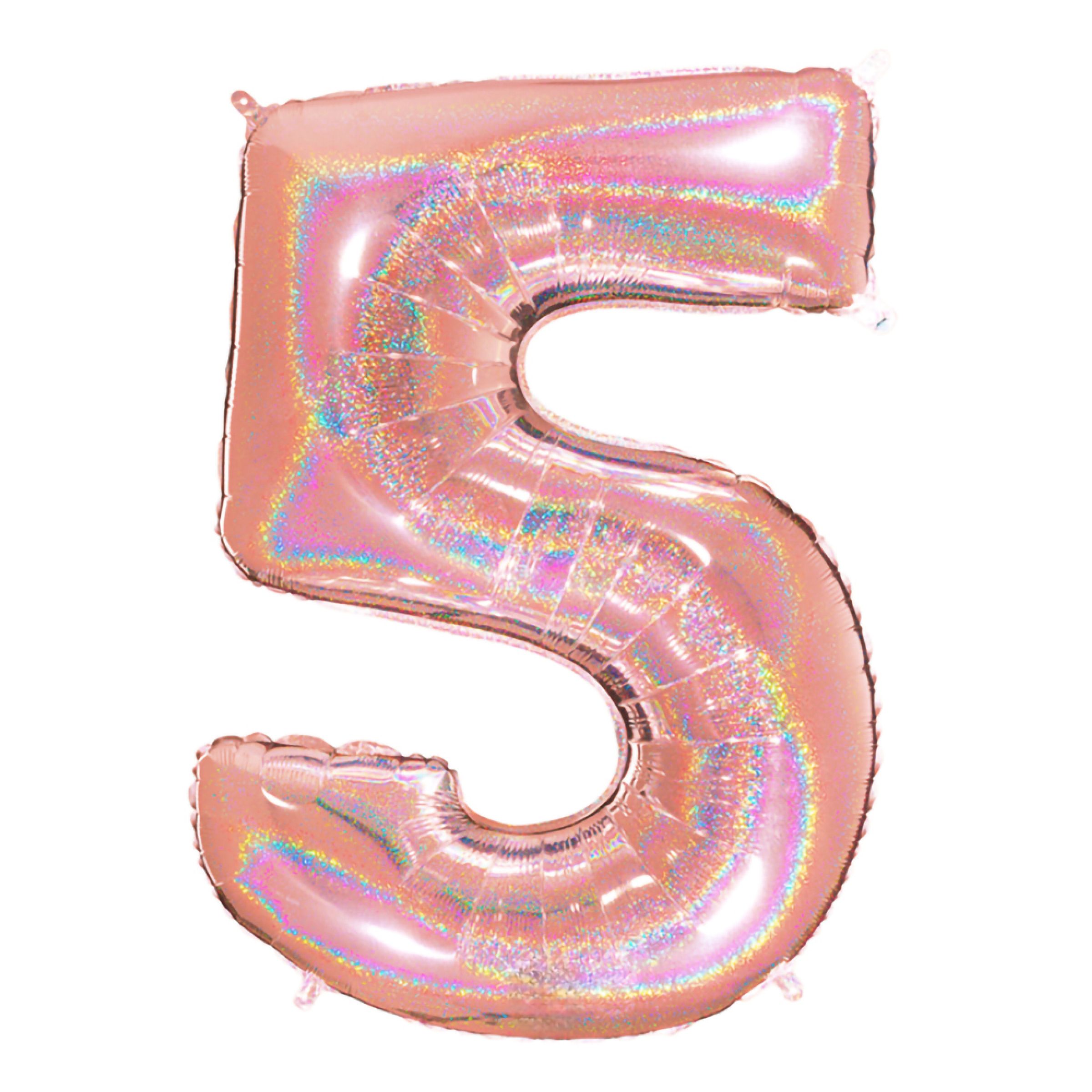 Sifferballong Glitter Roséguld - Siffra 5 | Hem - Festartiklar - Ballonger - Sifferballonger | Pryloteket