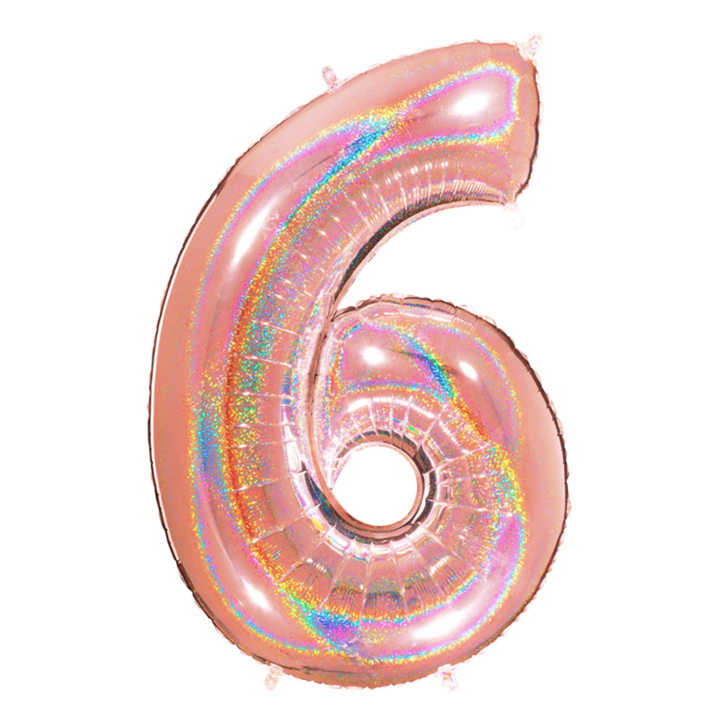 Sifferballong Glitter Roséguld - Siffra 6 | Hem - Festartiklar - Ballonger - Sifferballonger | Pryloteket